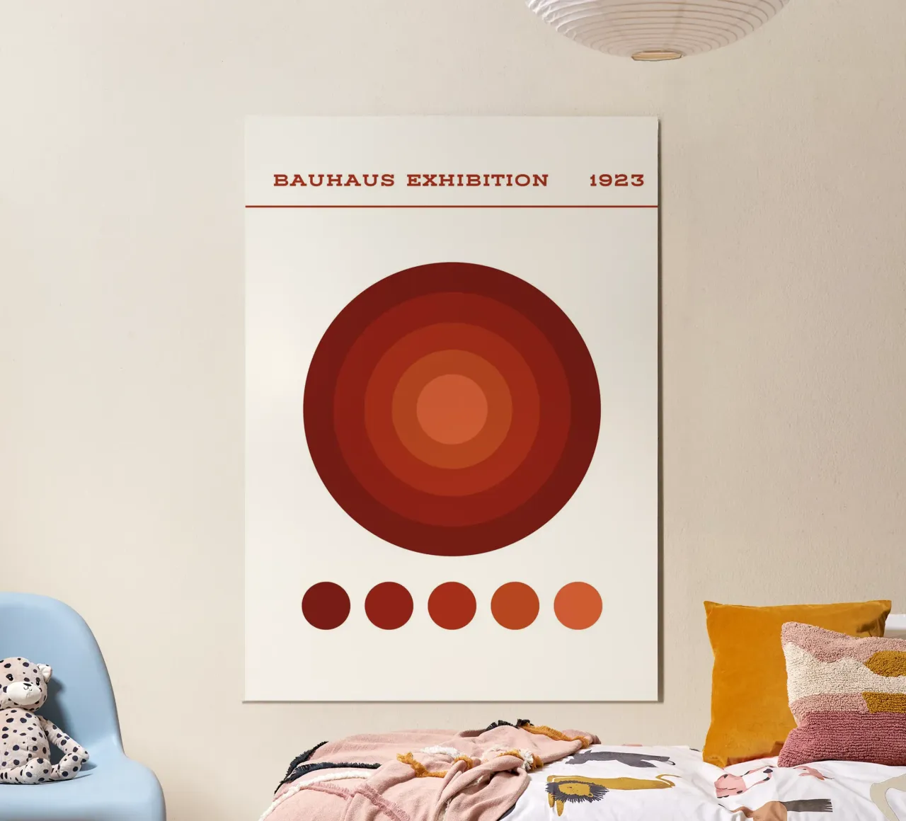 Bauhaus Cerchi concentrici | Studio del colore a gradienti rossi 1923 alluminio dibond da Grungeo