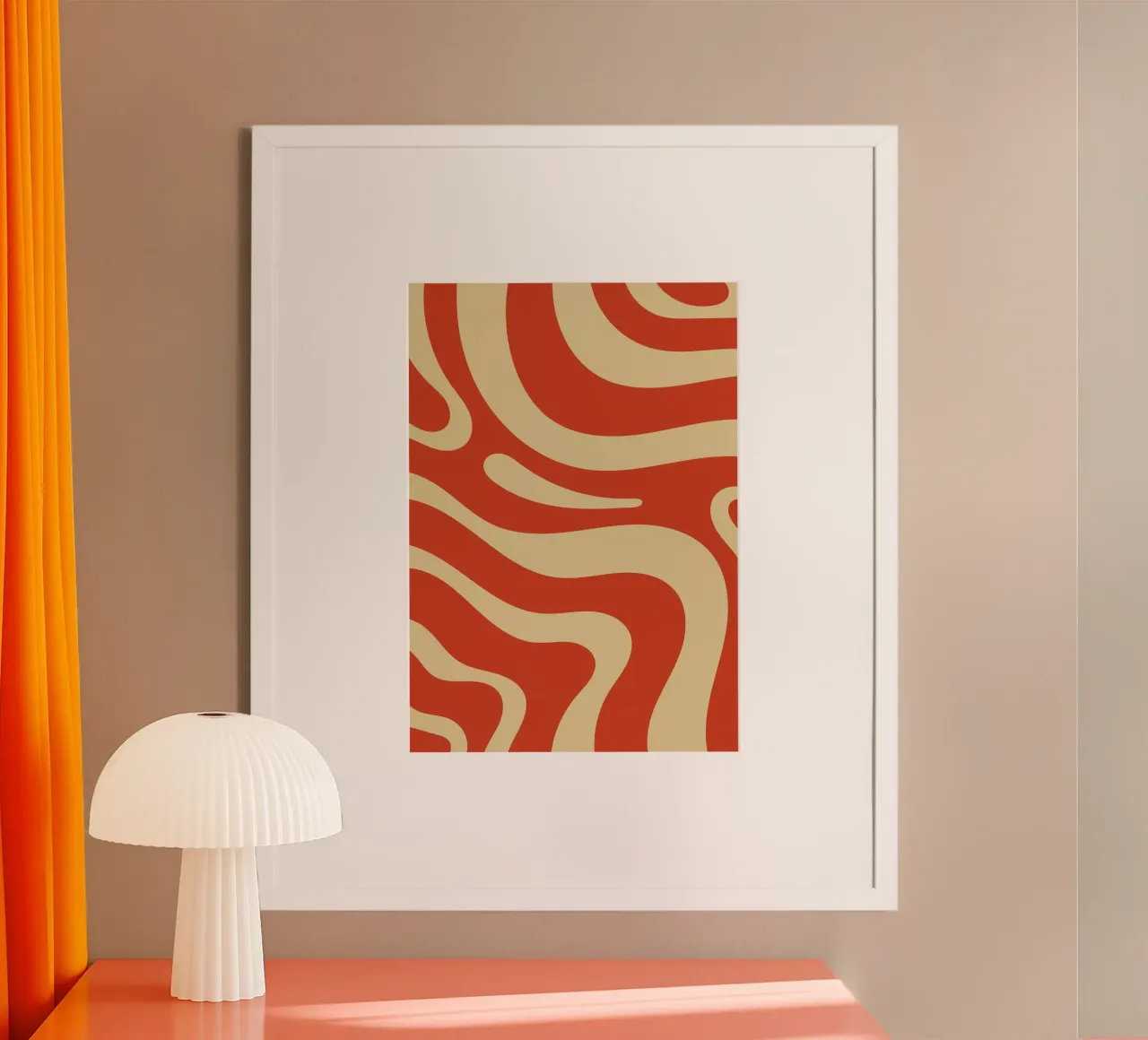 Poster astratto a vortice in terracotta - Groovy Retro Flow Art poster da Grungeo