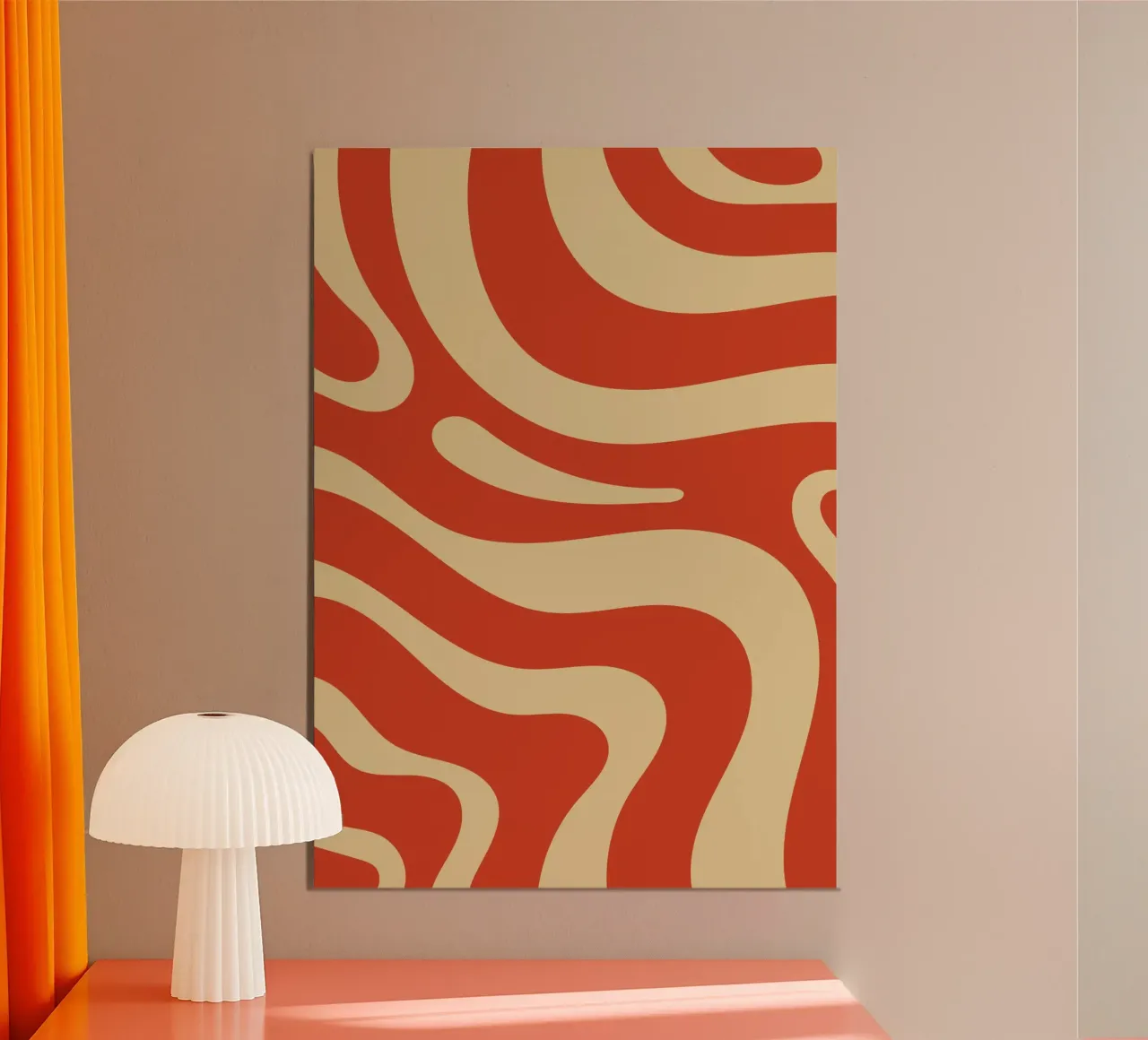 Poster astratto a vortice in terracotta - Groovy Retro Flow Art poster da Grungeo