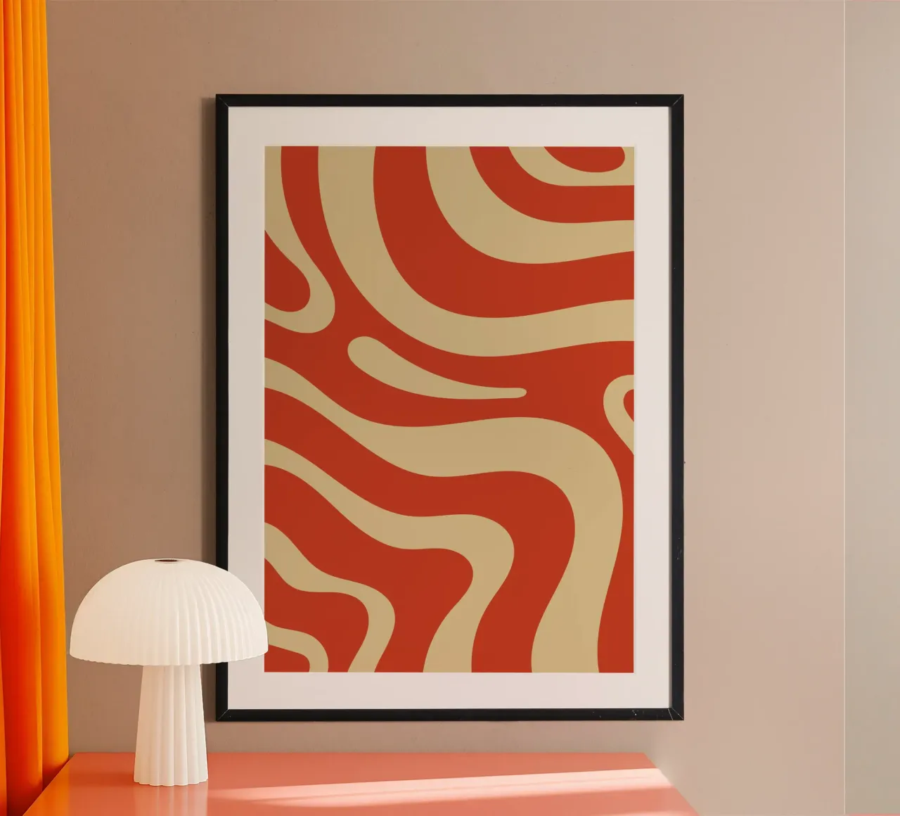 Poster astratto a vortice in terracotta - Groovy Retro Flow Art poster da Grungeo