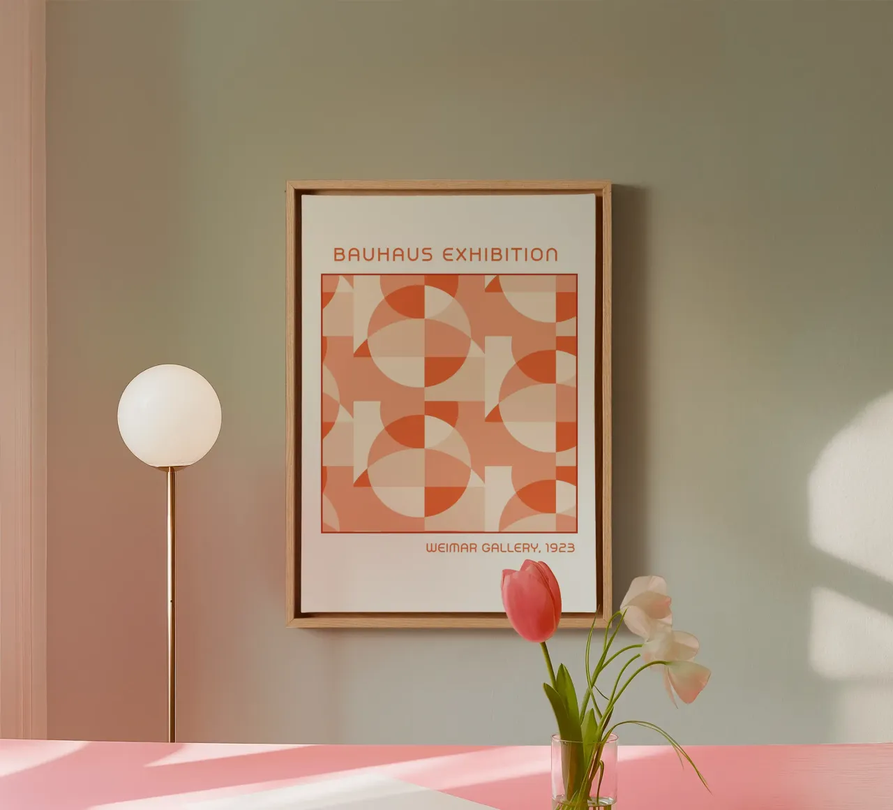 Bauhaus Geometric Abstract Overlap | Orange Transparency canvas by Grungeo