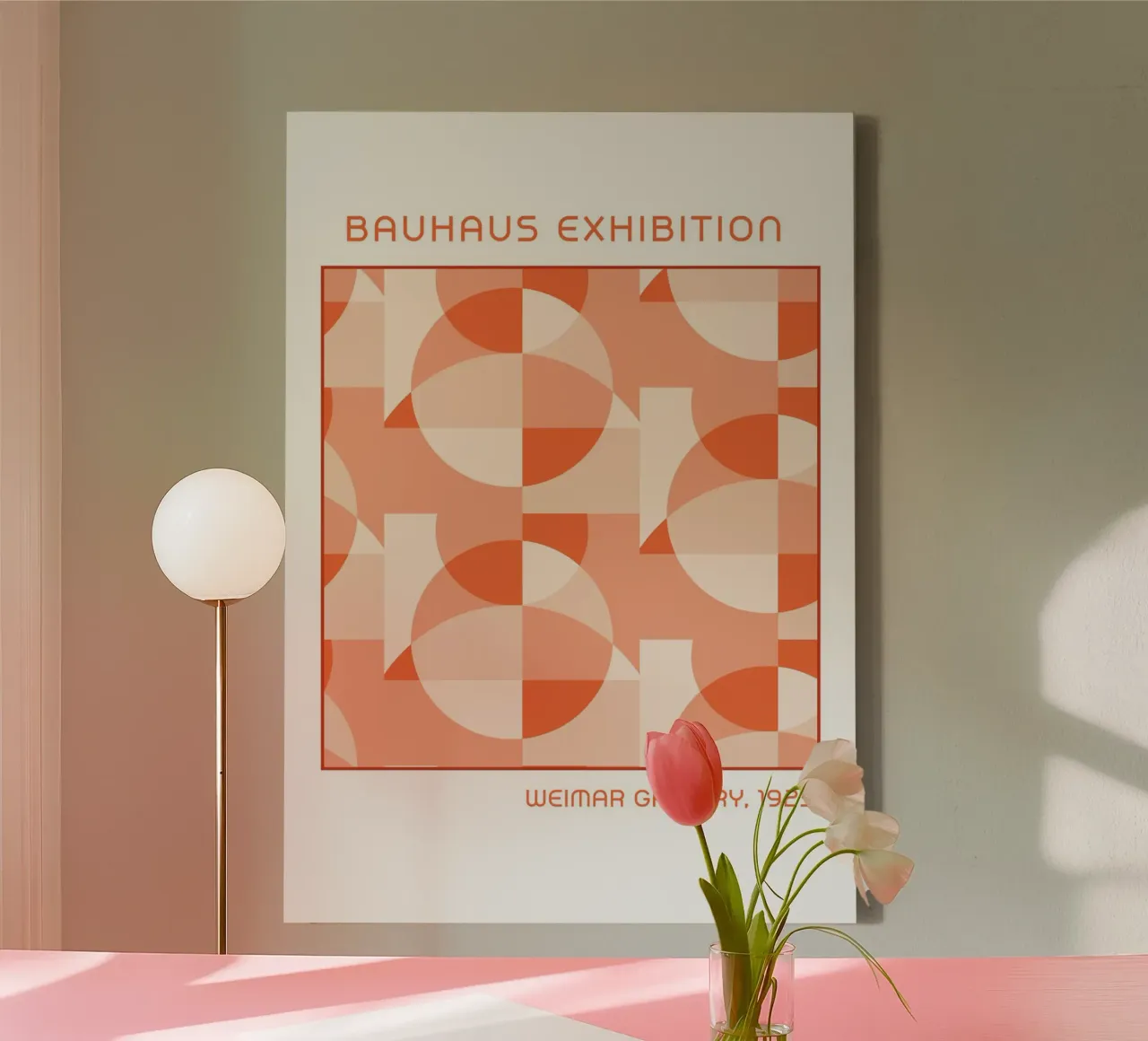 Bauhaus Geometric Abstract Overlap | Orange Transparency canvas by Grungeo
