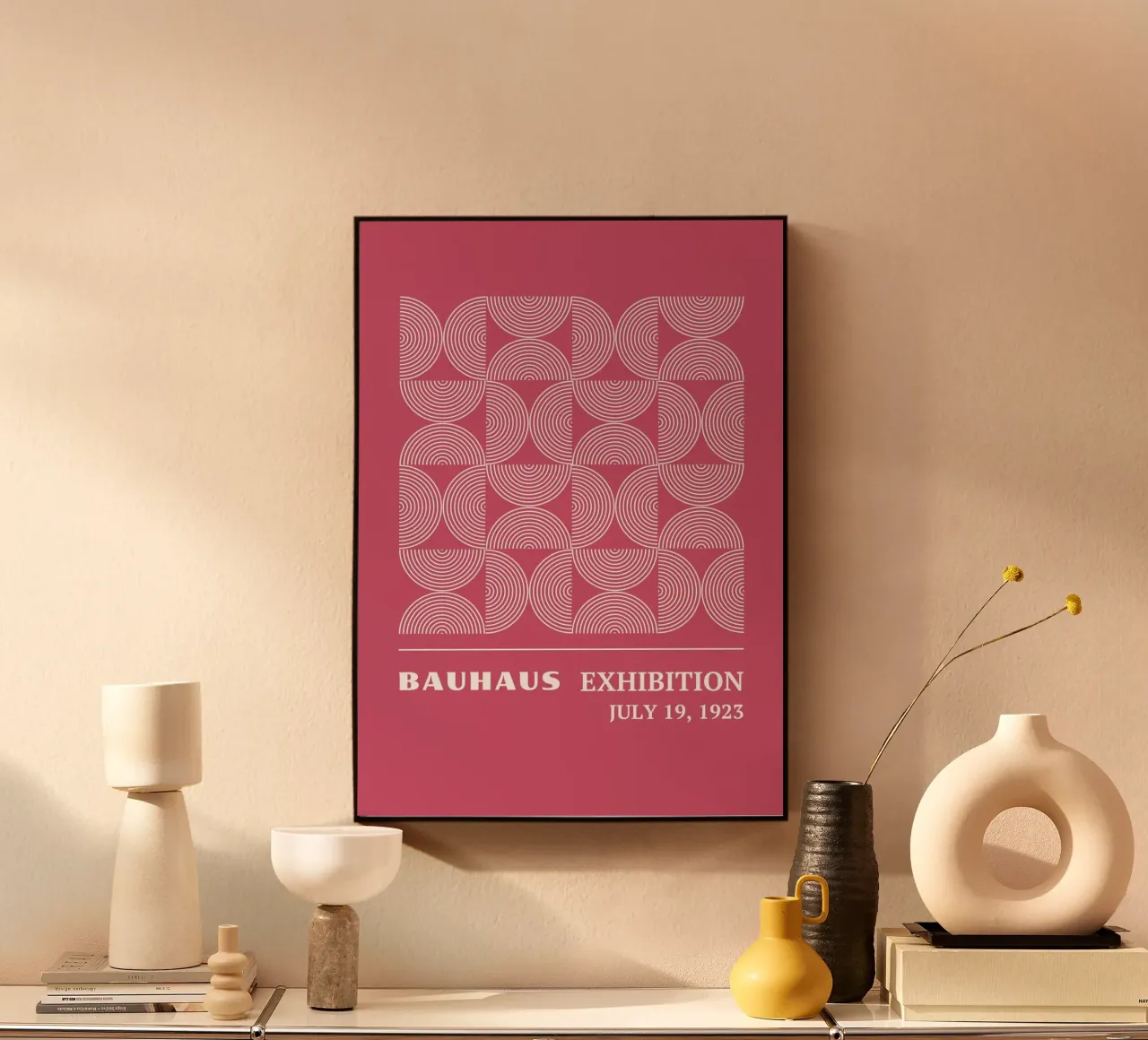 Bauhaus Op Art Circles | Rosa Modello a linee concentriche plexiglass da Grungeo