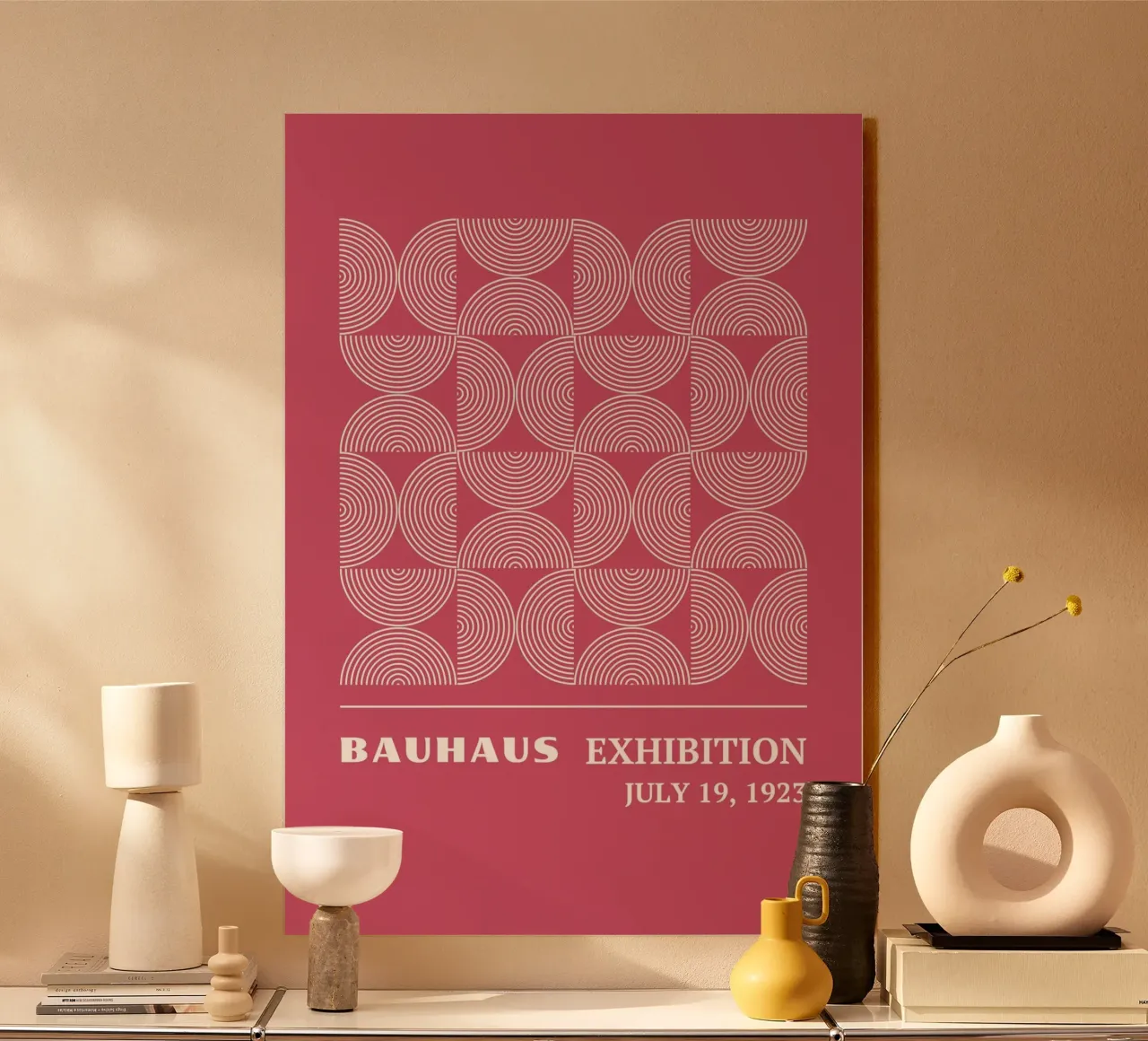 Bauhaus Op Art Circles | Rosa Modello a linee concentriche plexiglass da Grungeo