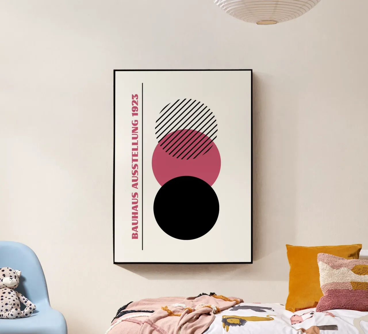 Bauhaus Circles Stack Abstract | Pink, Black & Line Art 1923 plexiglass da Grungeo