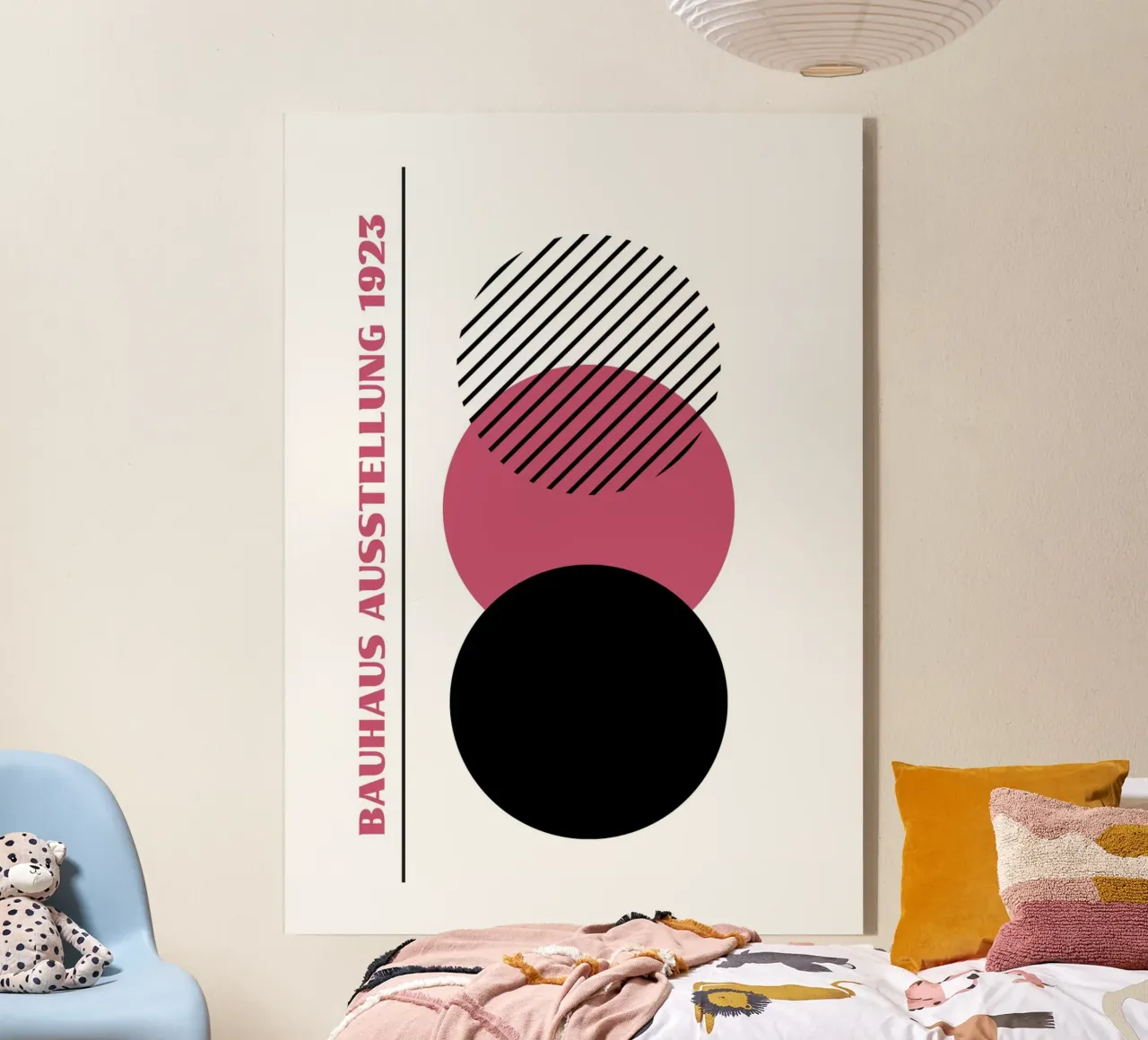 Bauhaus Circles Stack Abstract | Pink, Black & Line Art 1923 plexiglass da Grungeo