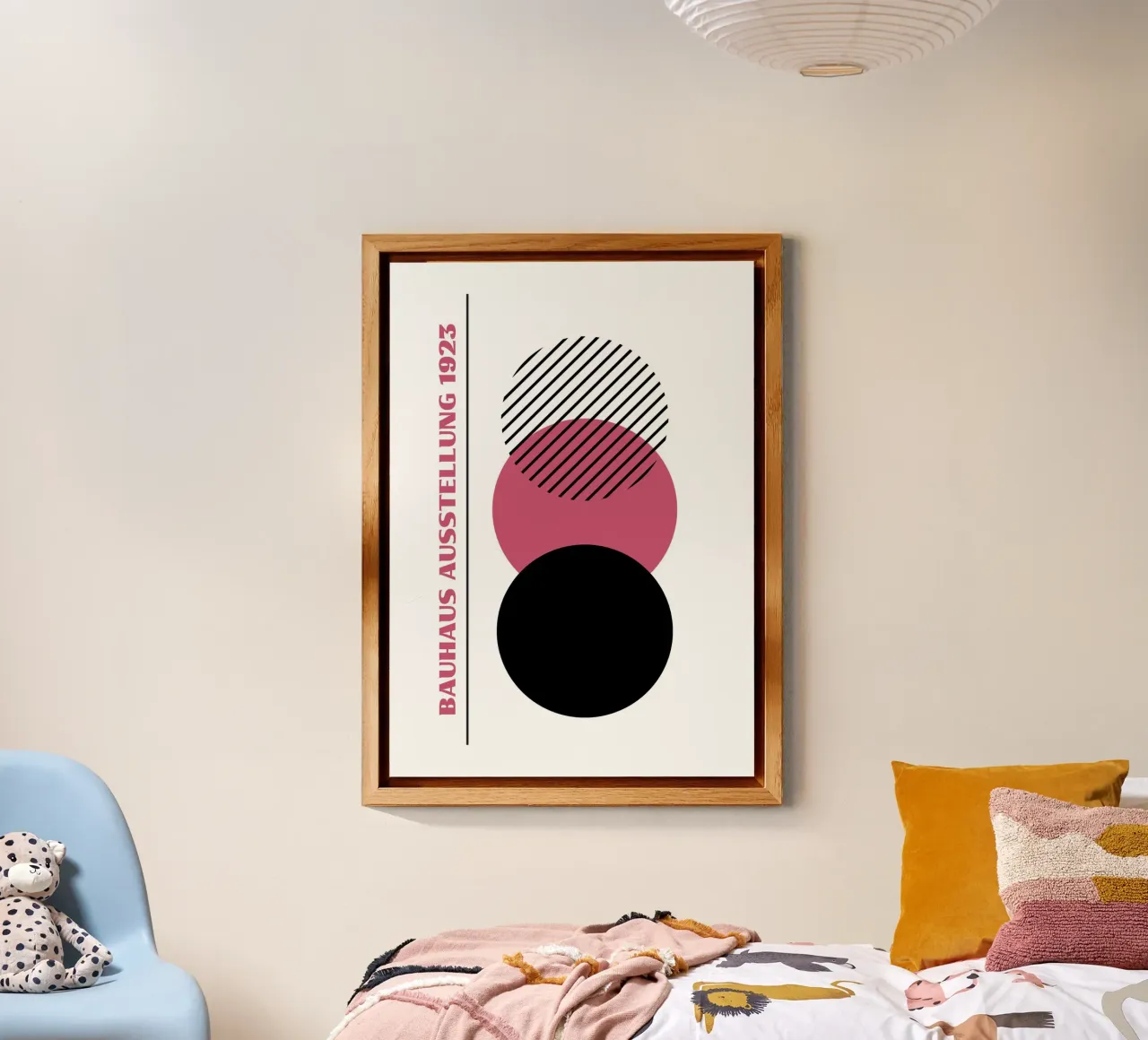 Bauhaus Circles Stack Abstract | Pink, Black & Line Art 1923 alluminio dibond da Grungeo