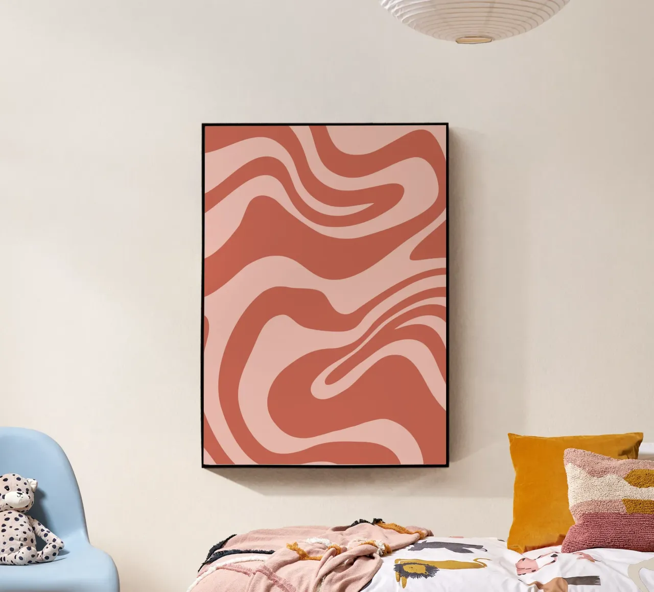 Arte astratta a vortice in terracotta - Poster dal flusso retrò e groovy plexiglass da Grungeo