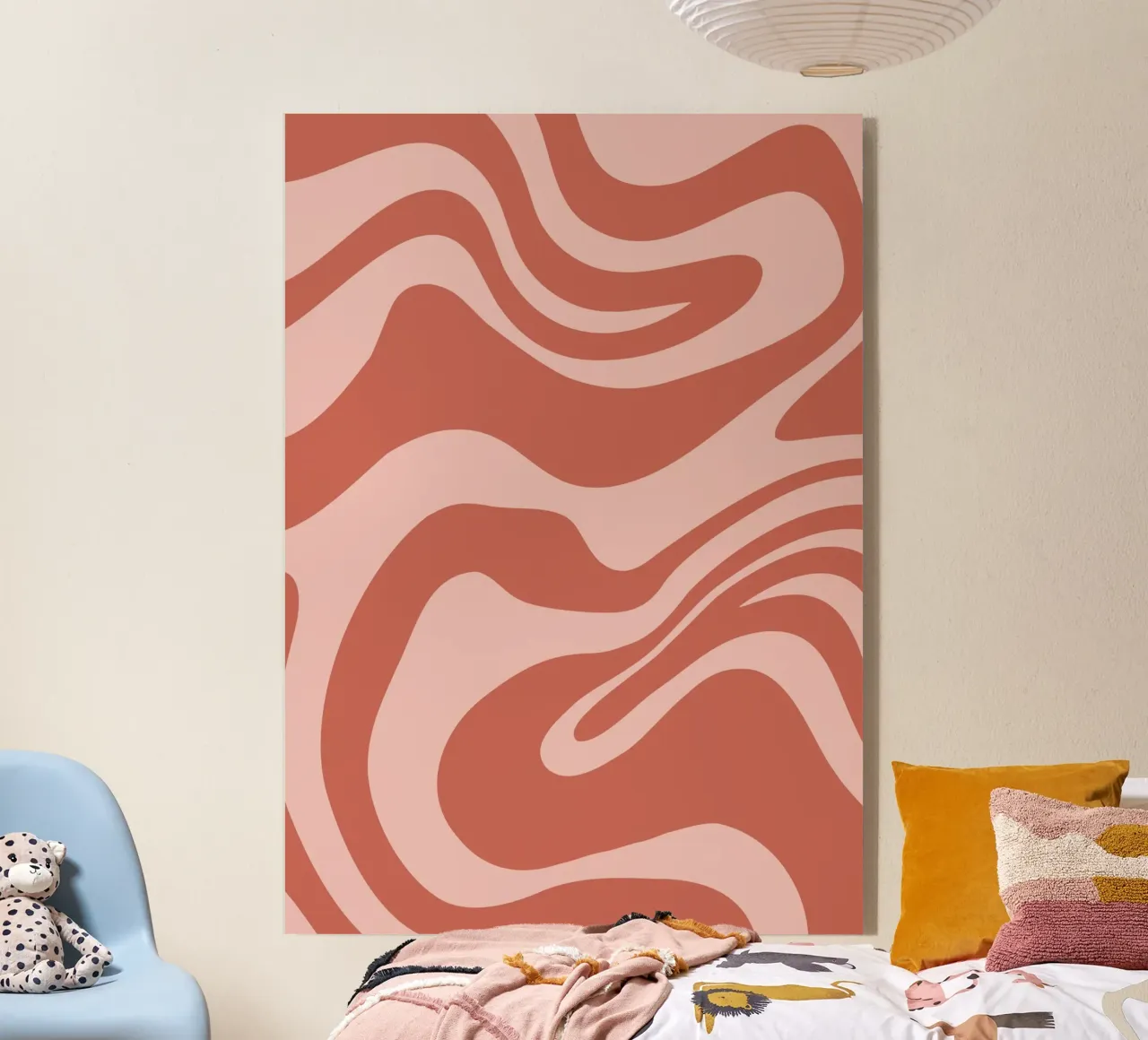 Arte astratta a vortice in terracotta - Poster dal flusso retrò e groovy plexiglass da Grungeo