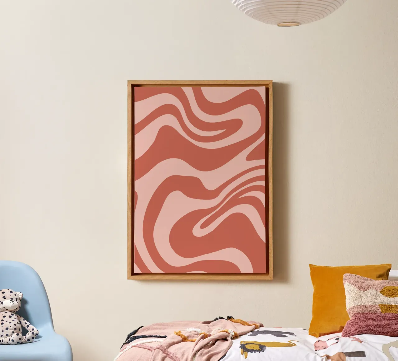 Abstract Terracotta Swirl Art | Groovy Retro Flow Poster canvas by Grungeo