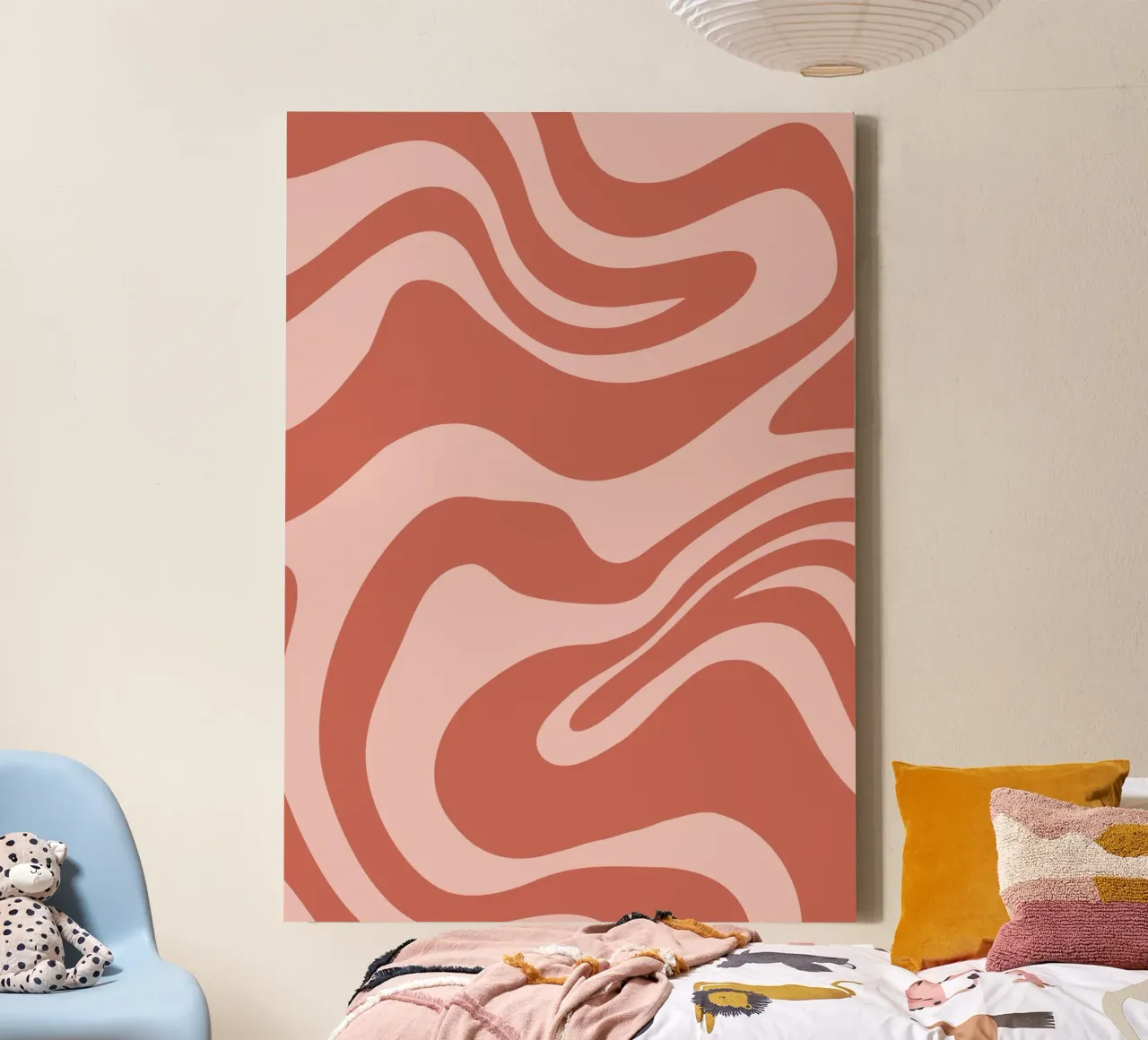 Abstract Terracotta Swirl Art | Groovy Retro Flow Poster canvas by Grungeo