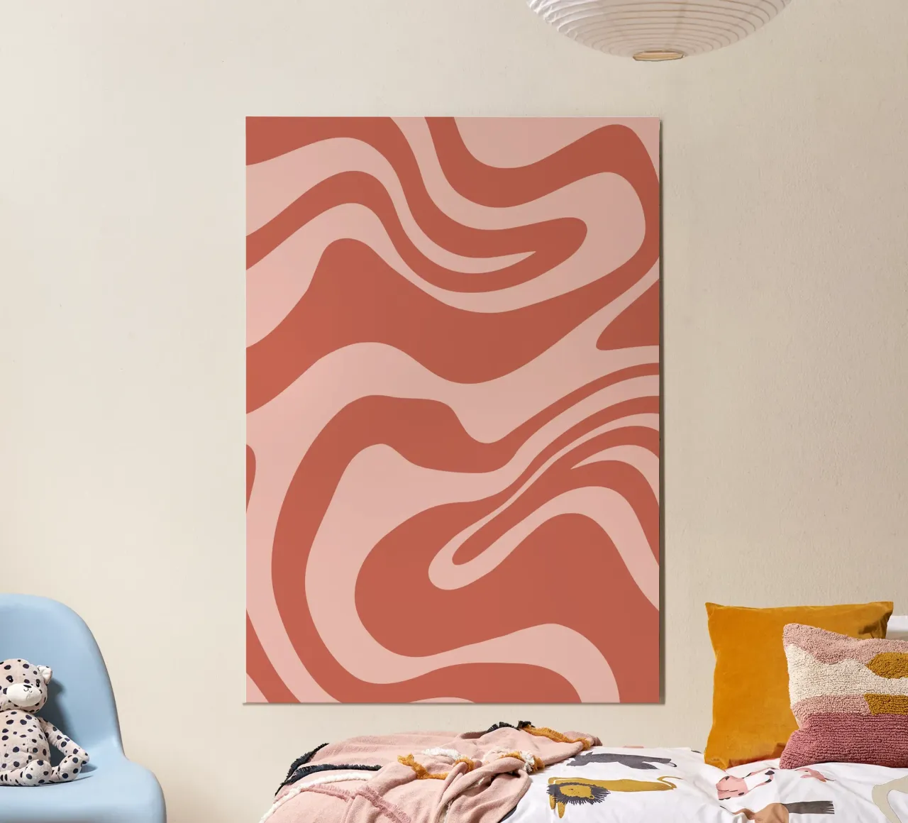 Arte astratta a vortice in terracotta - Poster dal flusso retrò e groovy carta hahnemühle da Grungeo