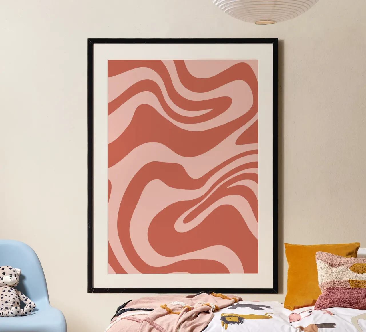Arte astratta a vortice in terracotta - Poster dal flusso retrò e groovy carta hahnemühle da Grungeo