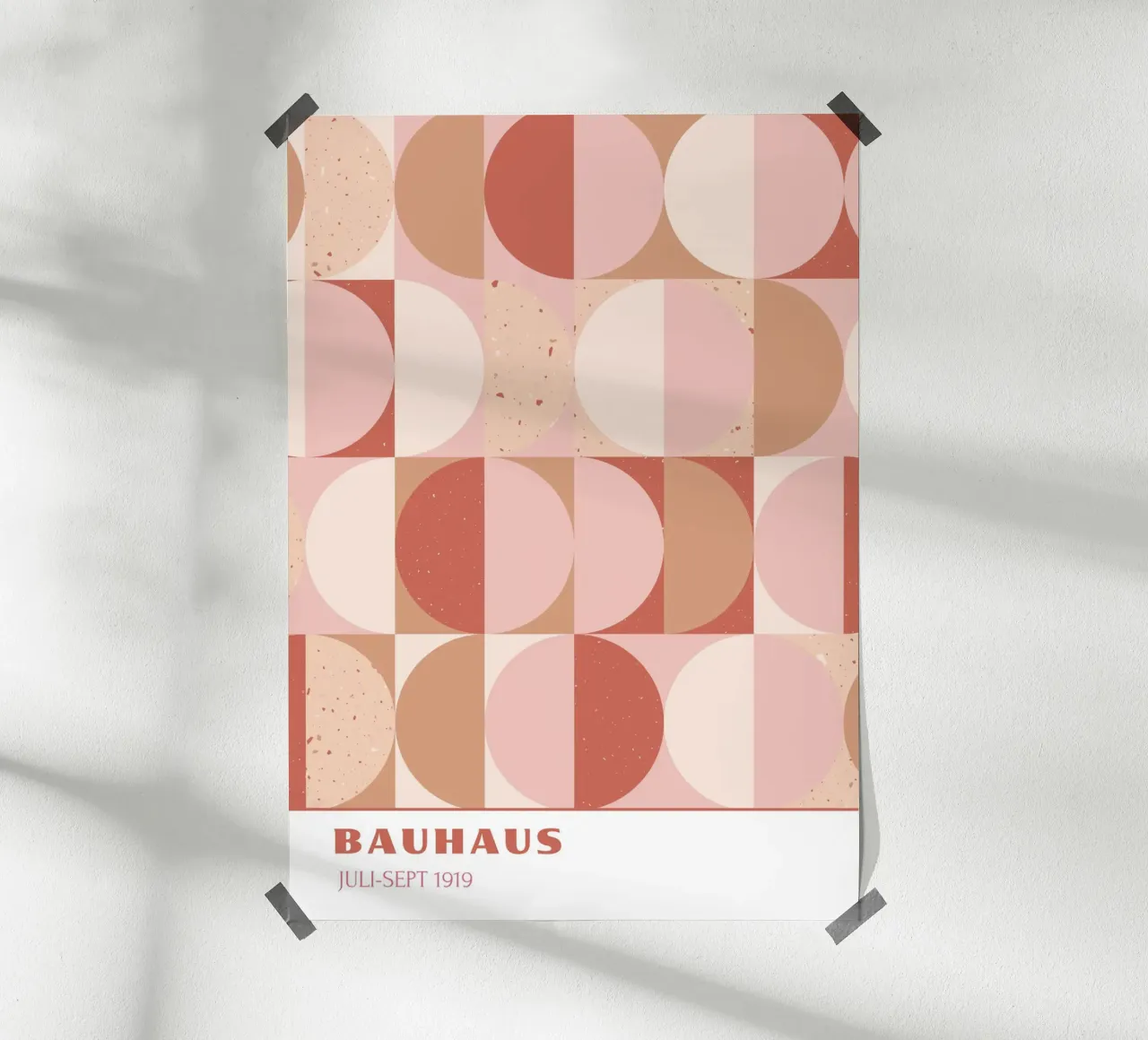 Bauhaus Terrazzo Geometric | Pink & Terracotta Pattern 1919 poster da Grungeo