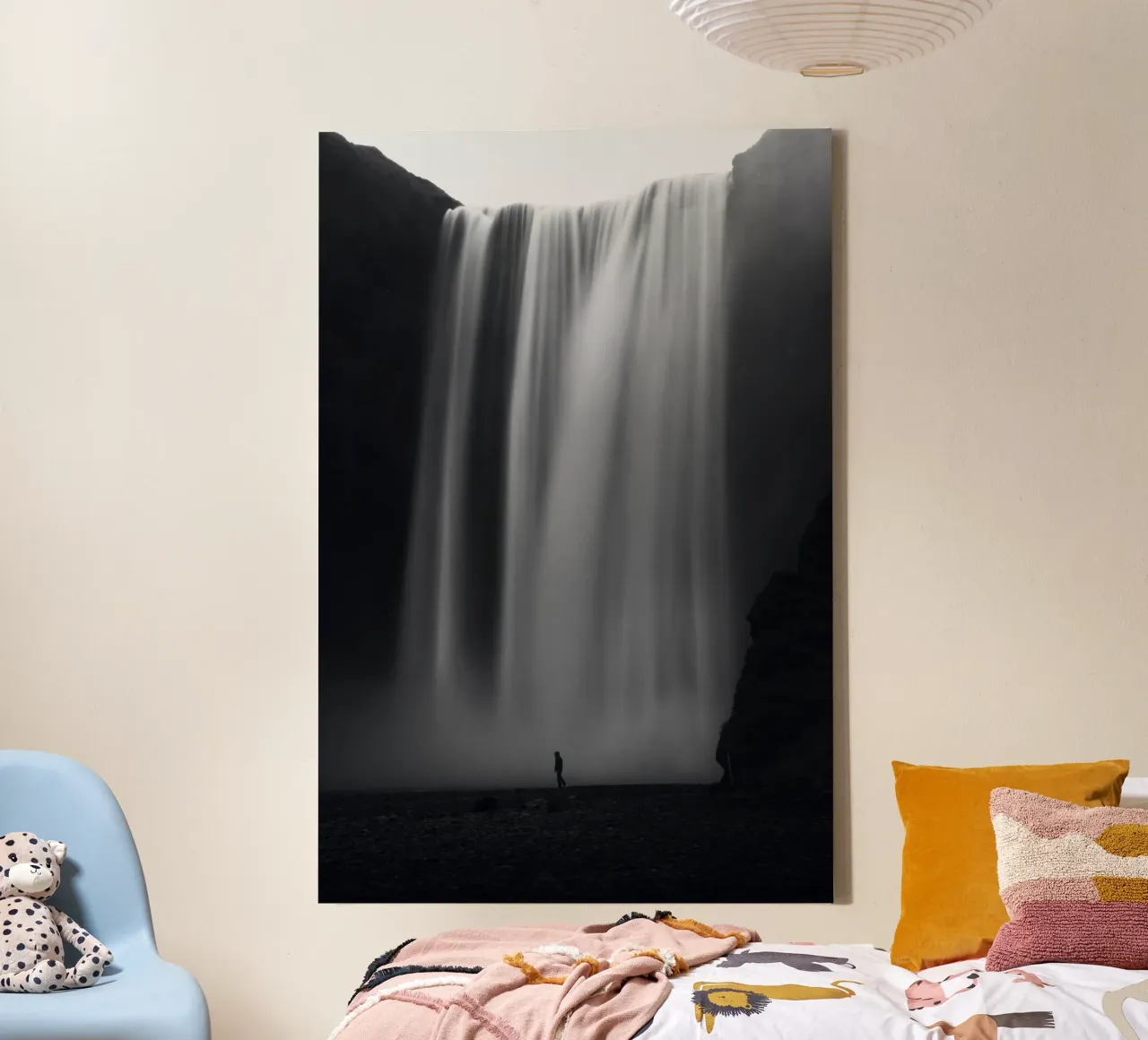 Water masses of the Skogafoss waterfall canvas by Fjöllart