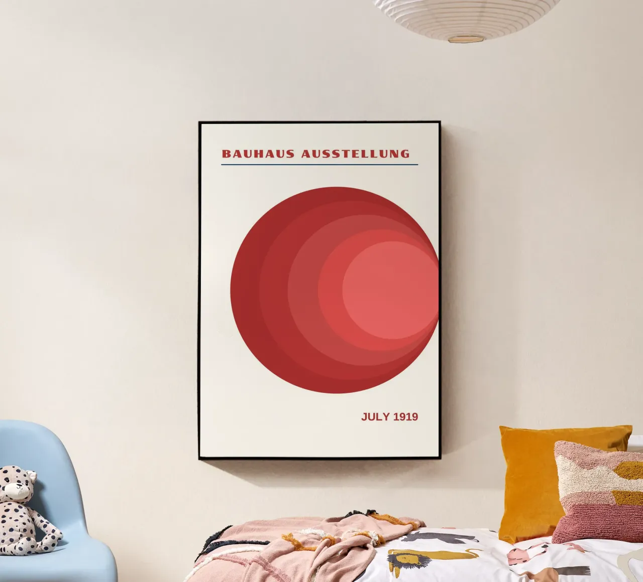 Bauhaus Cerchi concentrici | Gradiente rosso Op Art 1919 plexiglass da Grungeo