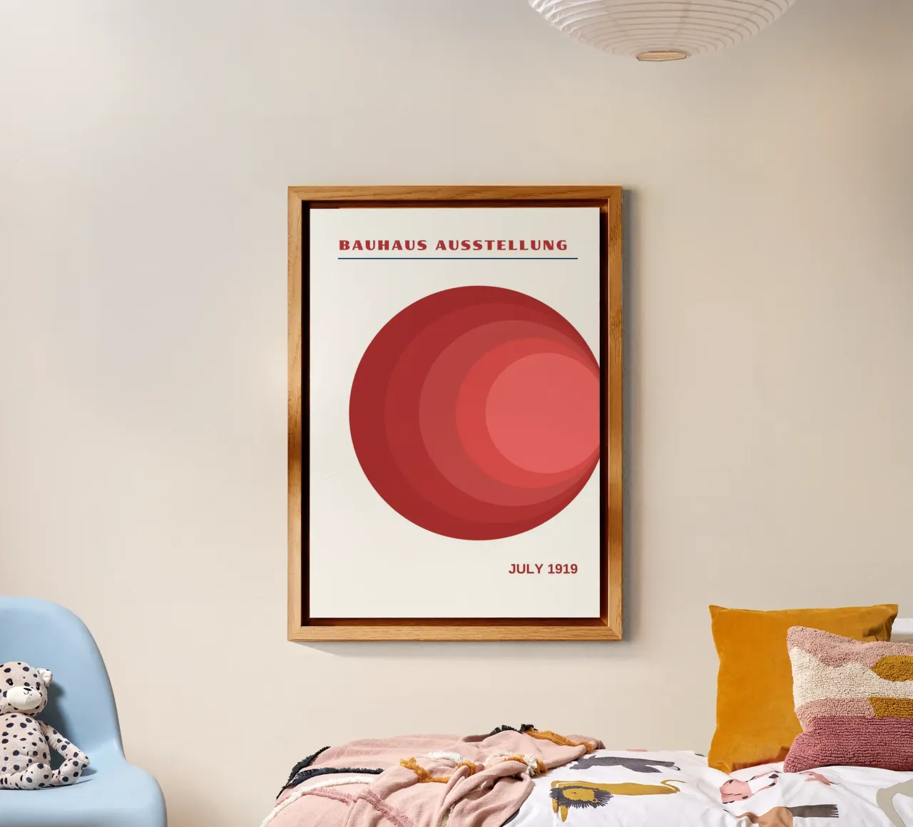 Bauhaus Cerchi concentrici | Gradiente rosso Op Art 1919 alluminio dibond da Grungeo