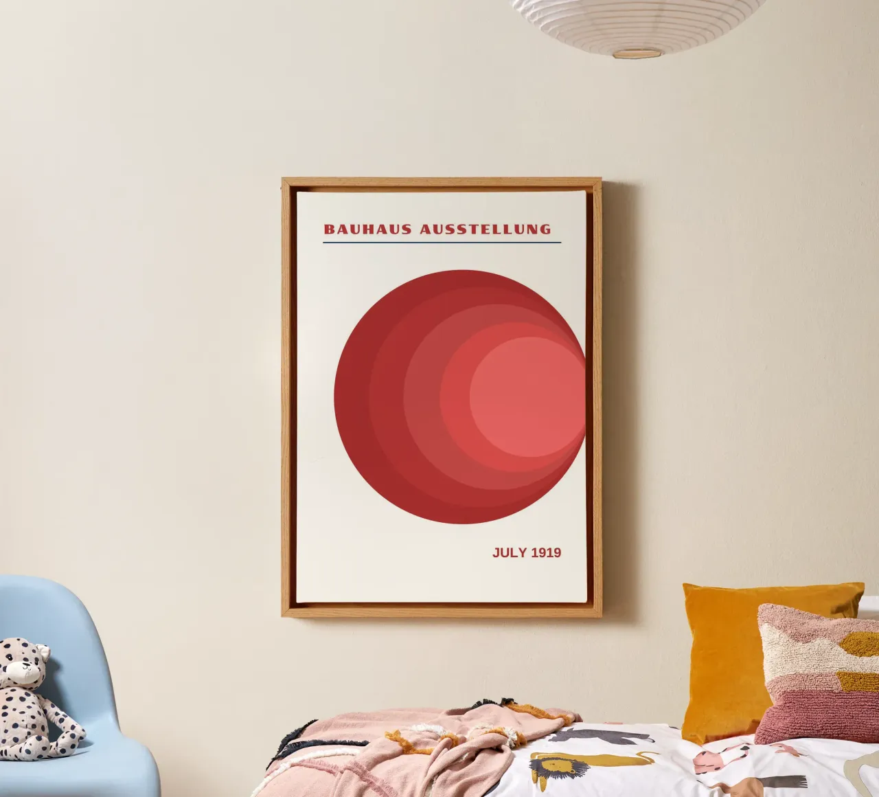 Bauhaus Cerchi concentrici | Gradiente rosso Op Art 1919 tela da Grungeo