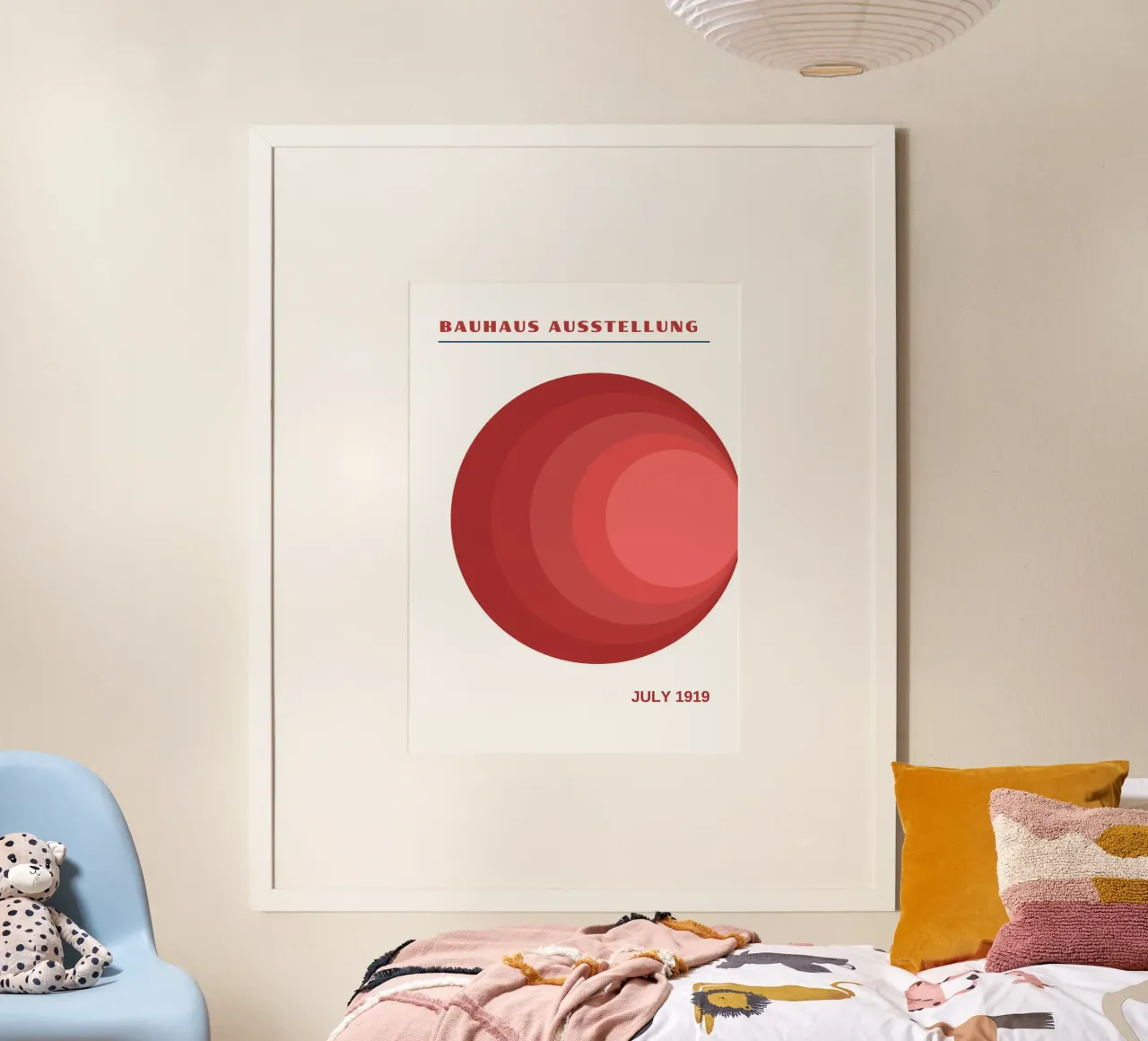 Bauhaus Cerchi concentrici | Gradiente rosso Op Art 1919 poster da Grungeo