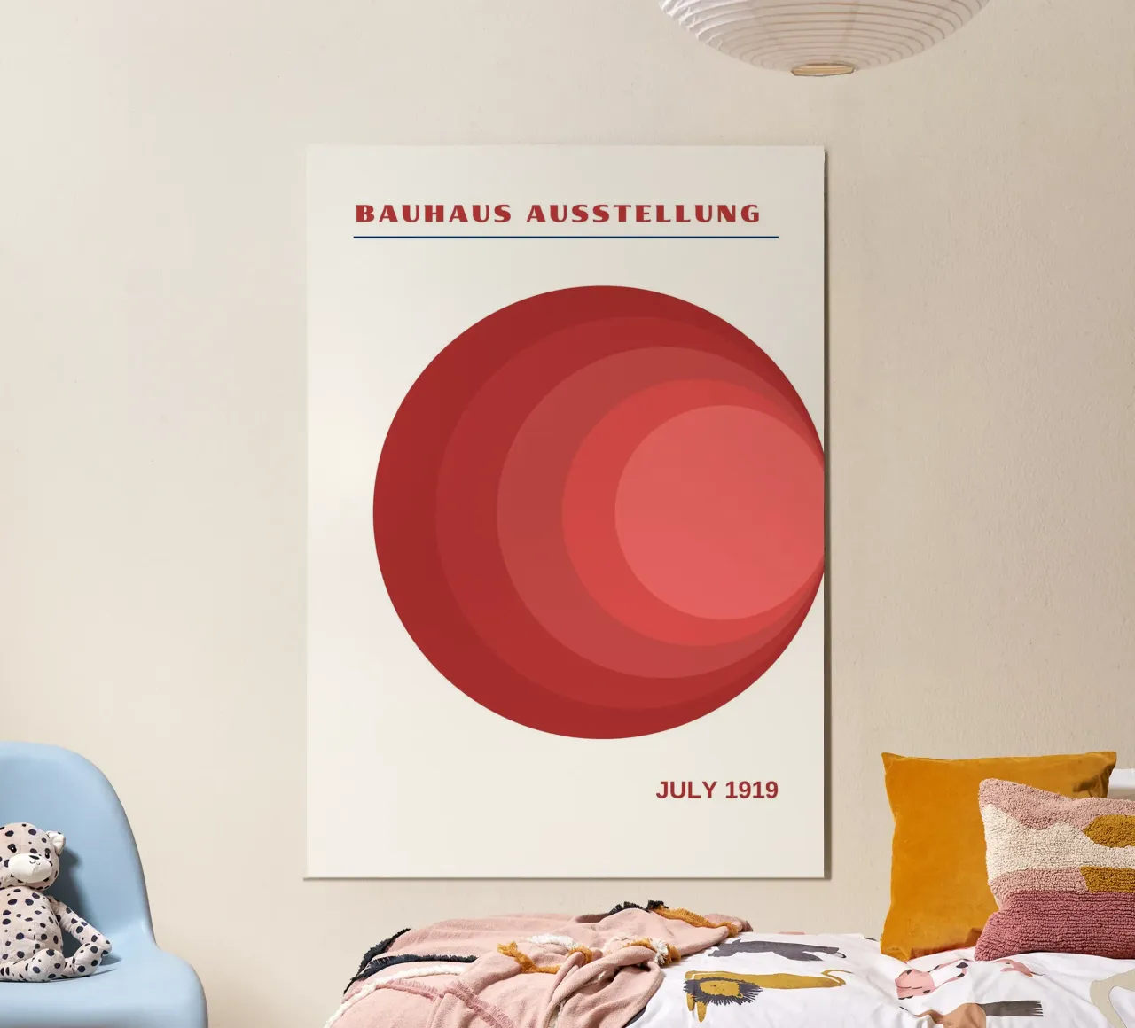 Bauhaus Cerchi concentrici | Gradiente rosso Op Art 1919 poster da Grungeo