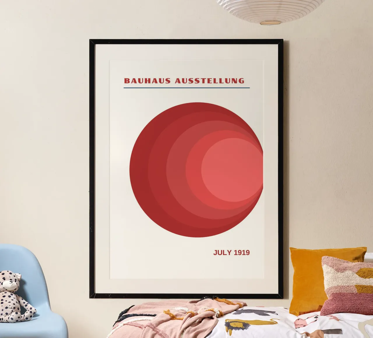 Bauhaus Cerchi concentrici | Gradiente rosso Op Art 1919 poster da Grungeo