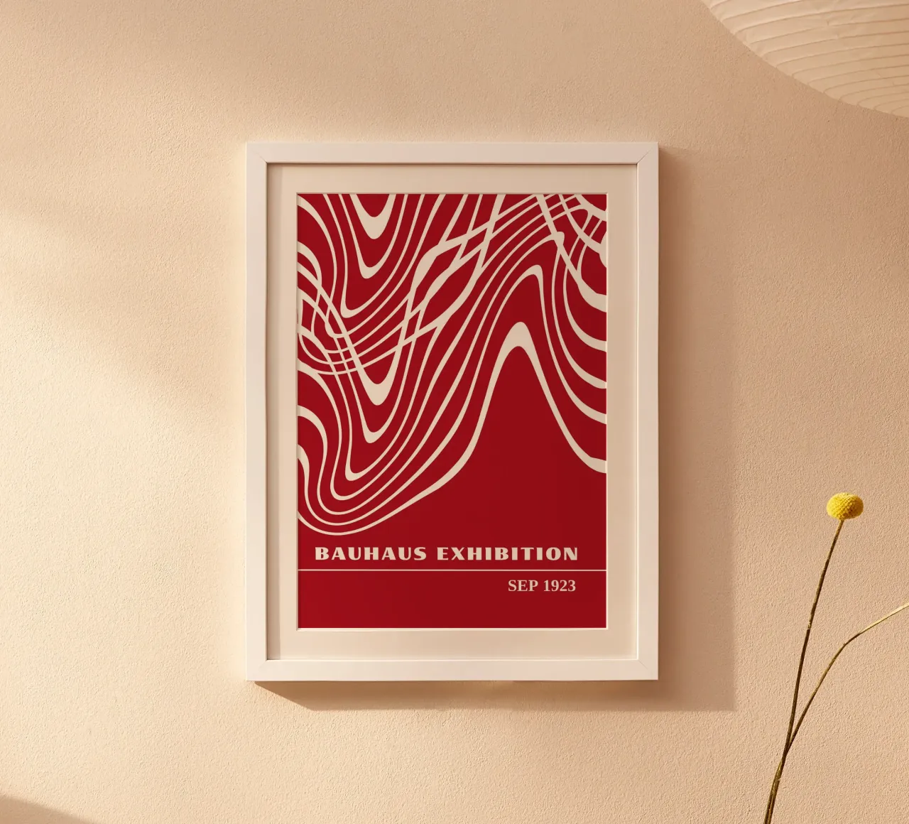 Bauhaus Op Art Flow | Rosso Linee ondulate Astratto 1923 carta hahnemühle da Grungeo