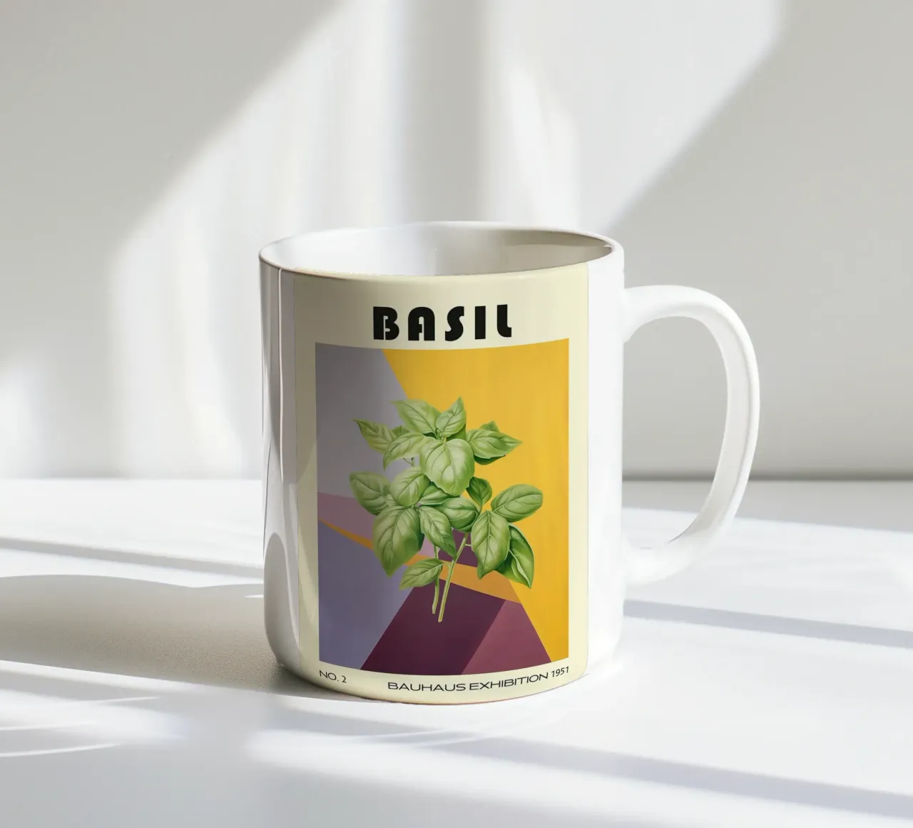Basilico Cucina a base di erbe del metà del secolo tazza in ceramica da kakaka