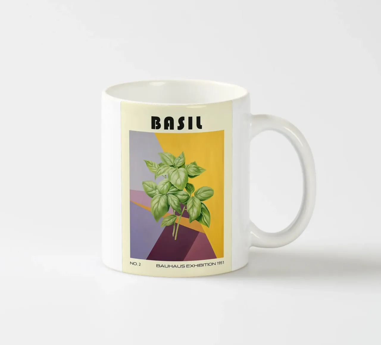 Basilico Cucina a base di erbe del metà del secolo tazza in ceramica da kakaka