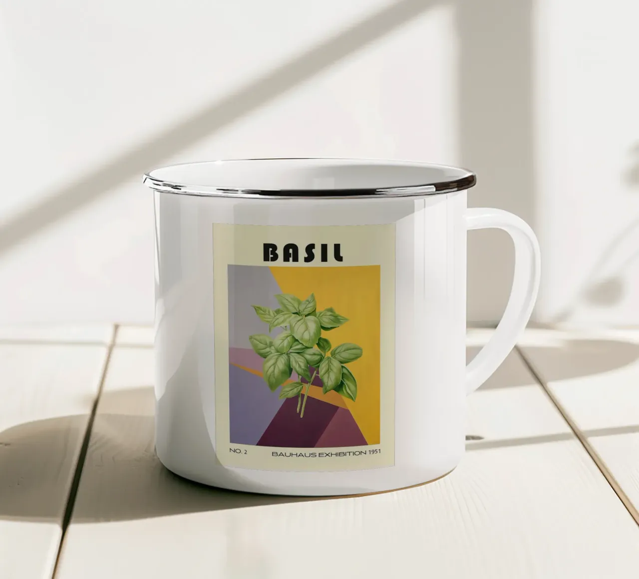 Basilico Cucina a base di erbe del metà del secolo tazza in smalto da kakaka