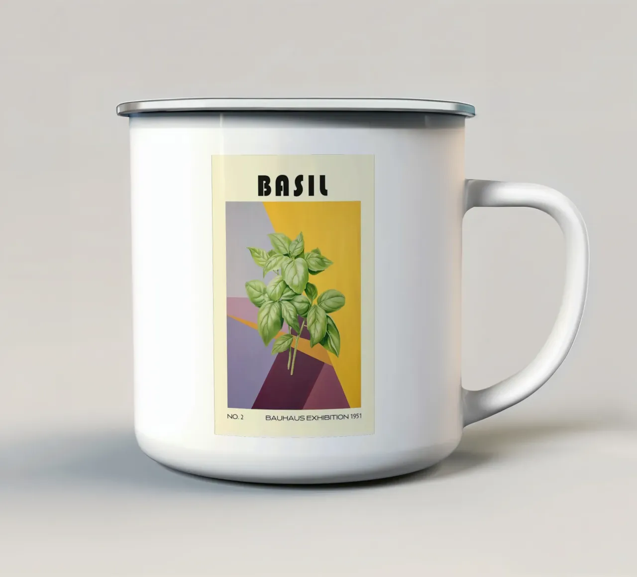 Basilico Cucina a base di erbe del metà del secolo tazza in smalto da kakaka