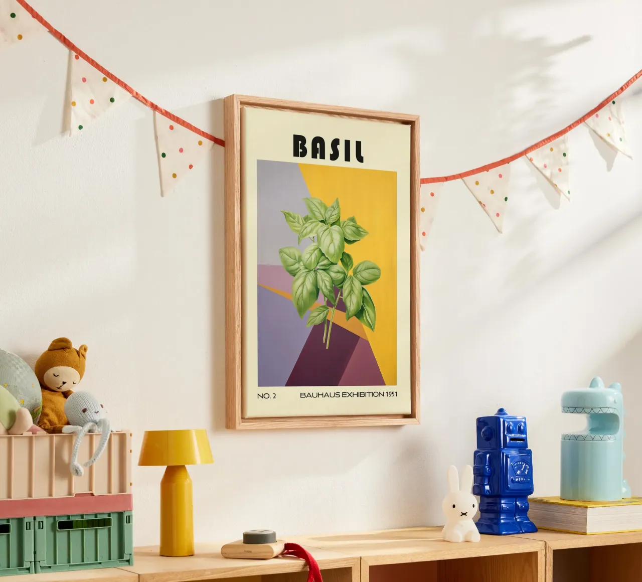 Basilico Cucina a base di erbe del metà del secolo tela da kakaka
