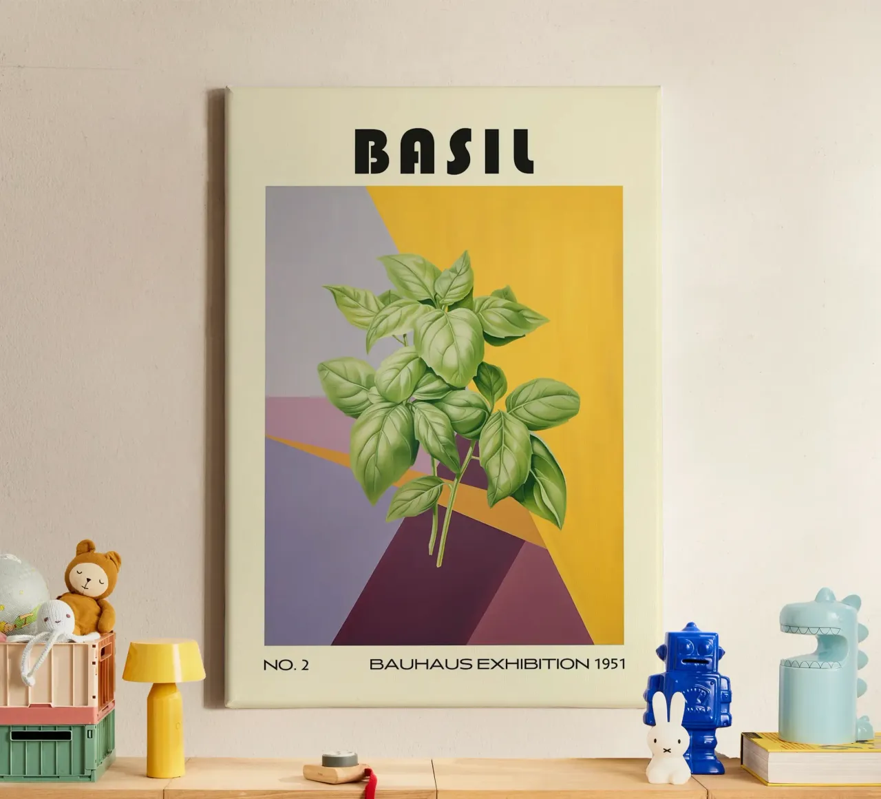 Basilico Cucina a base di erbe del metà del secolo tela da kakaka