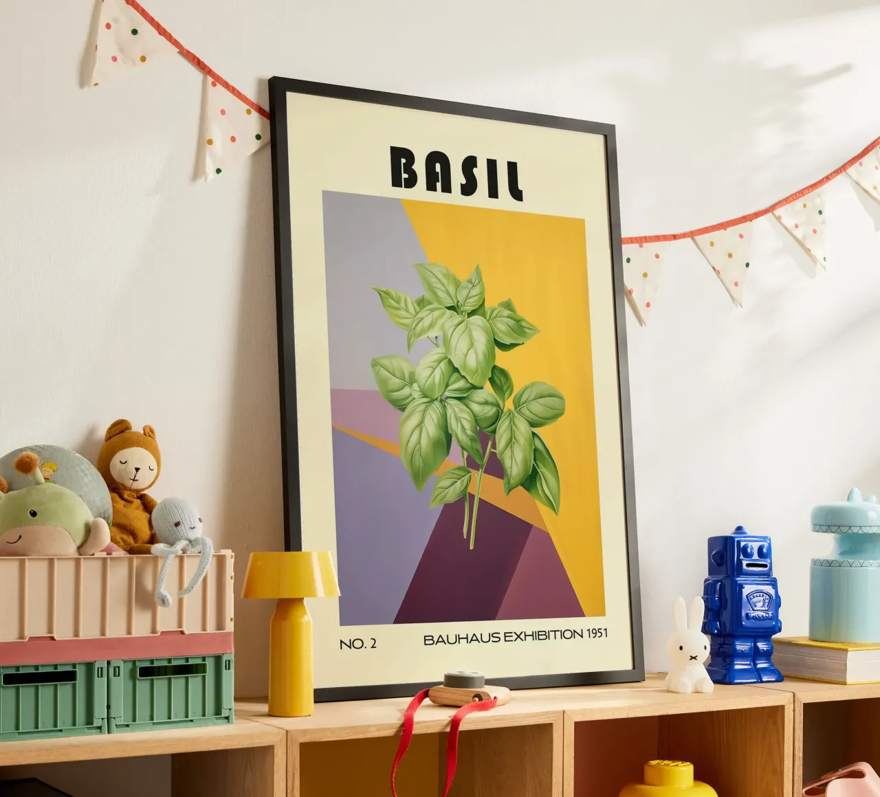 Basilico Cucina a base di erbe del metà del secolo poster da kakaka