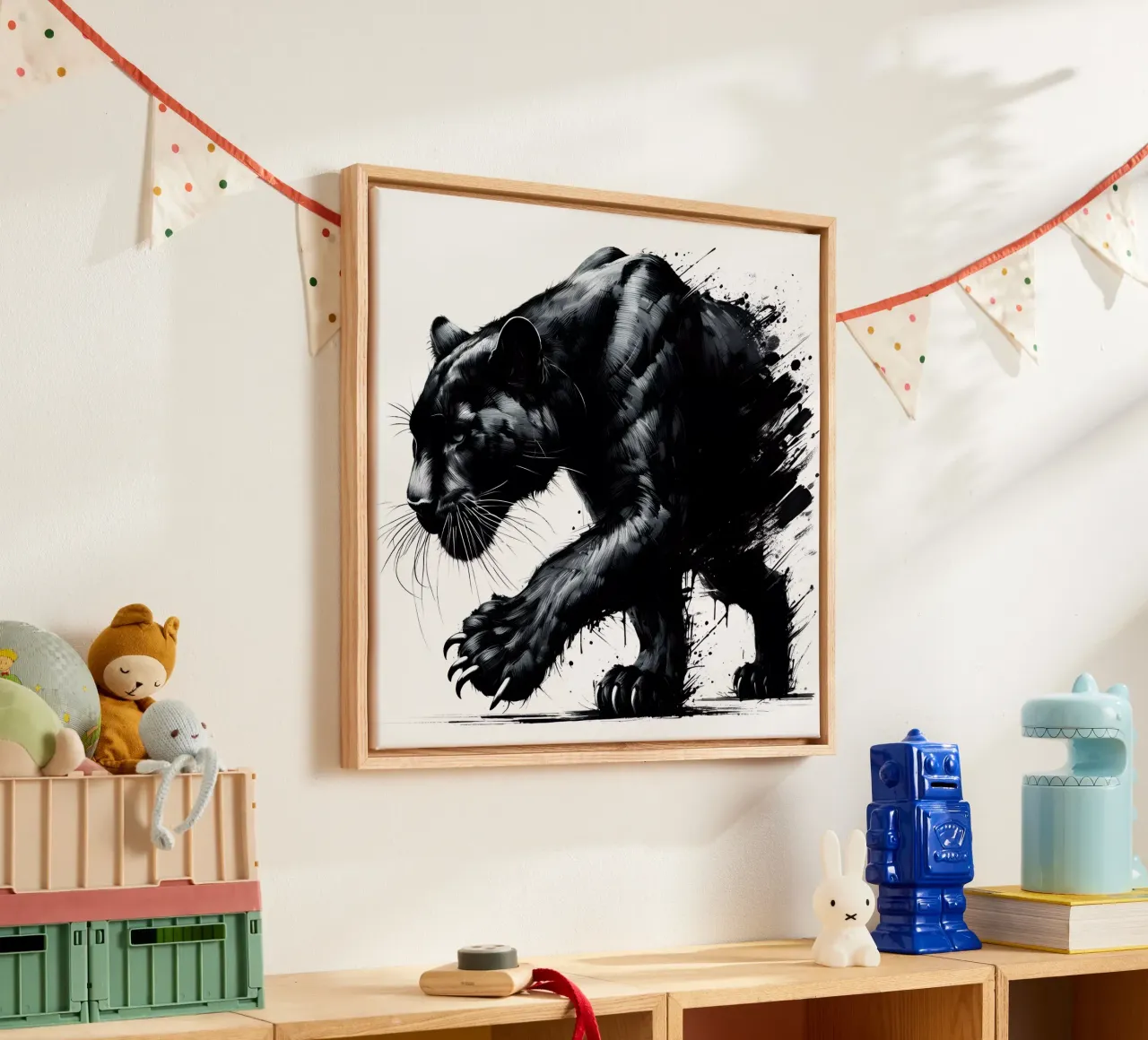 PANTERA NERA INAFFERRABILE tela con Cornice a cassetta da ARTOMATIC