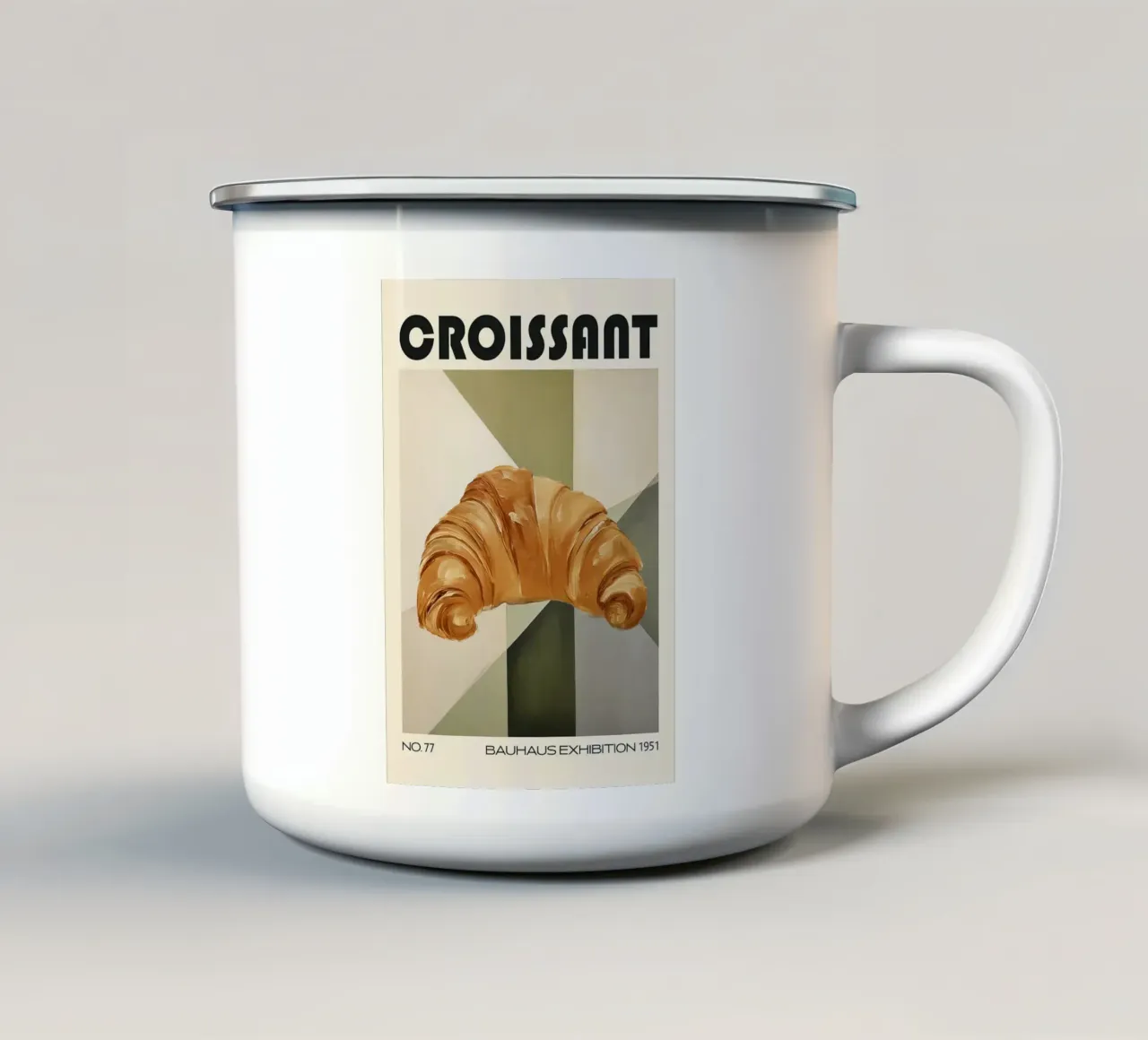 Croissant Bauhaus metà secolo tazza in smalto da kakaka