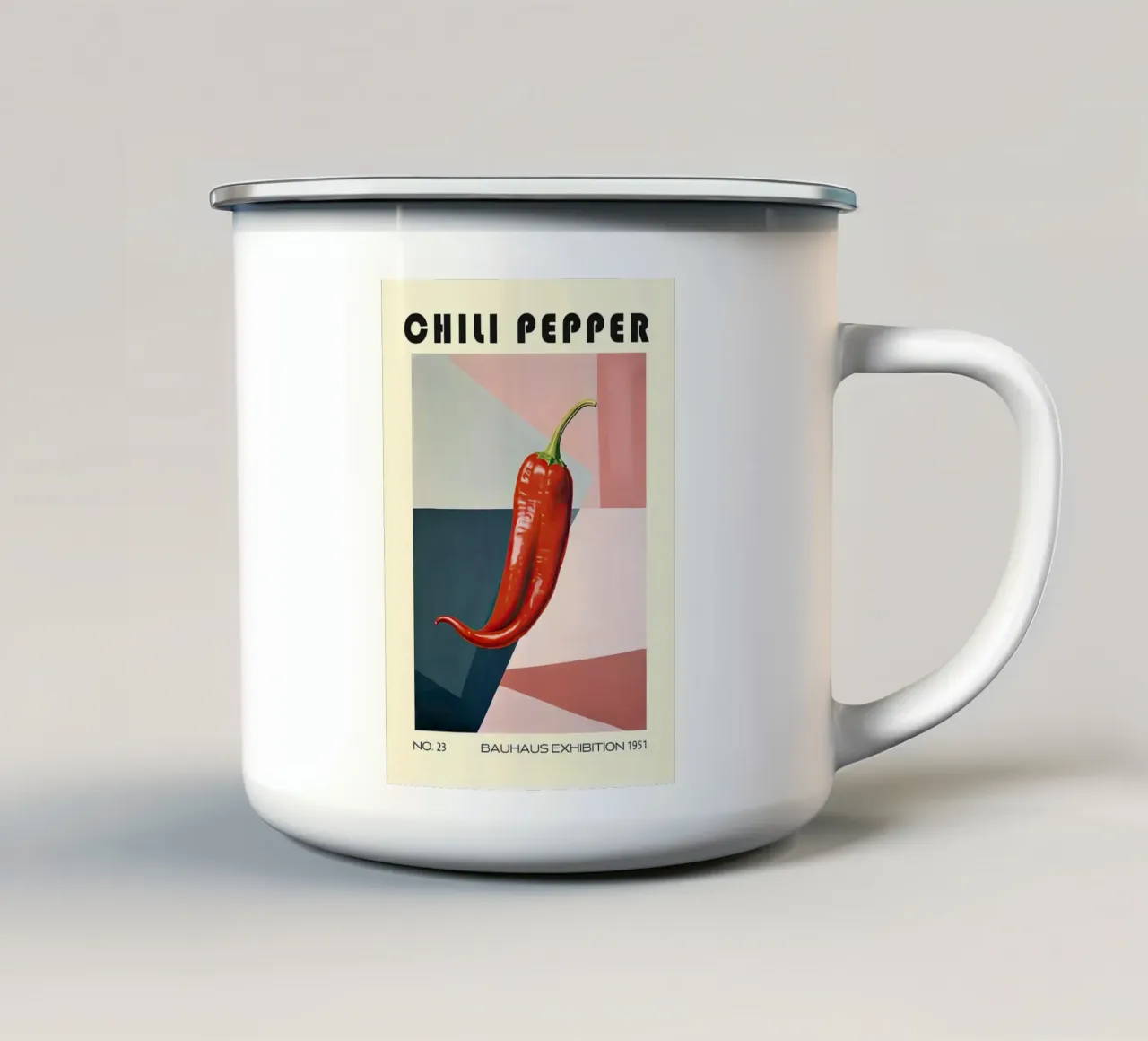 Peperoncino Bauhaus metà secolo tazza in smalto da kakaka