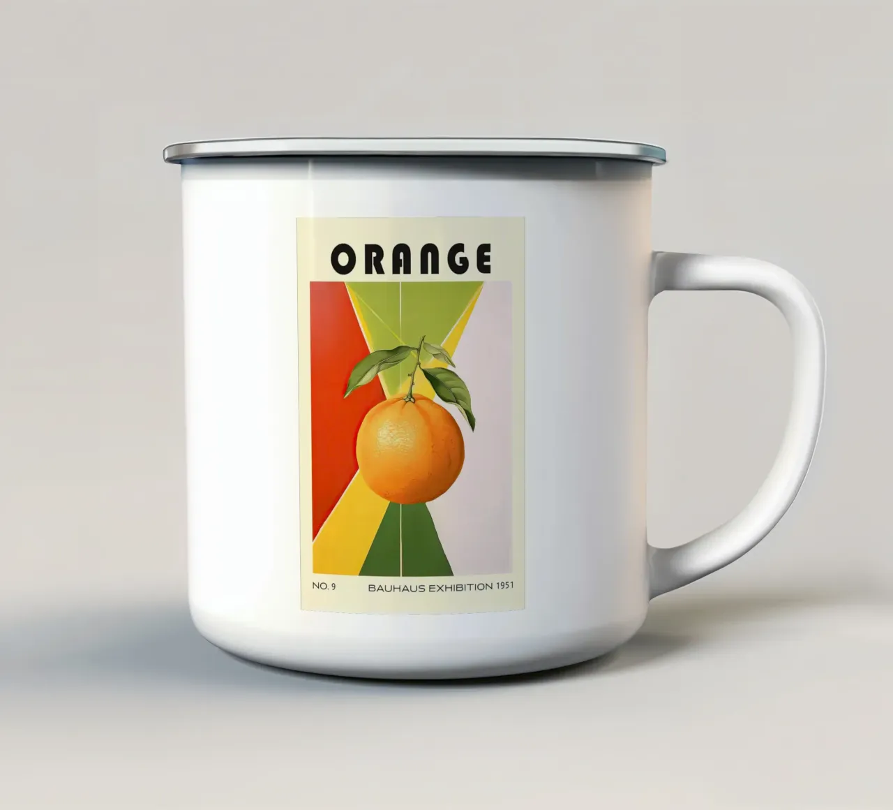 Frutta arancione Cucina di metà secolo tazza in smalto da kakaka