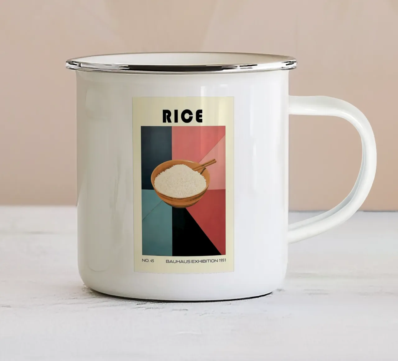 Cucina asiatica del metà secolo Rice tazza in smalto da kakaka