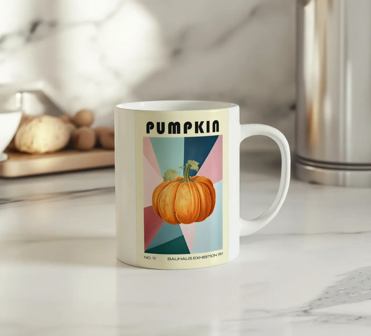 Cucina Bauhaus a forma di zucca, metà del secolo scorso tazza in ceramica da kakaka