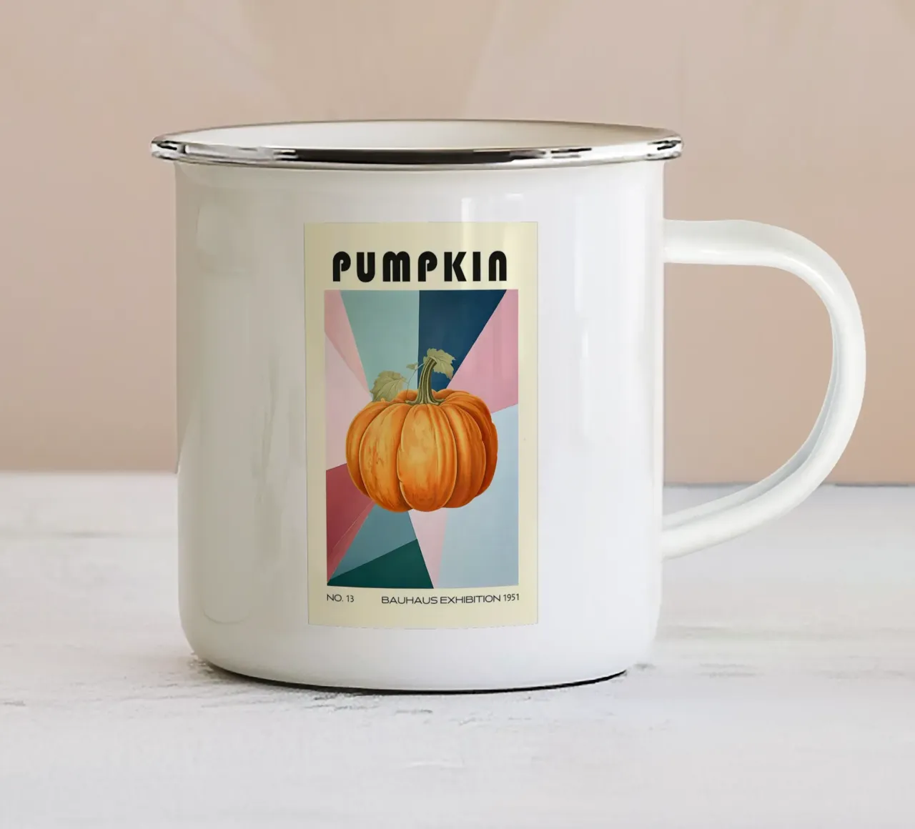 Cucina Bauhaus a forma di zucca, metà del secolo scorso tazza in smalto da kakaka