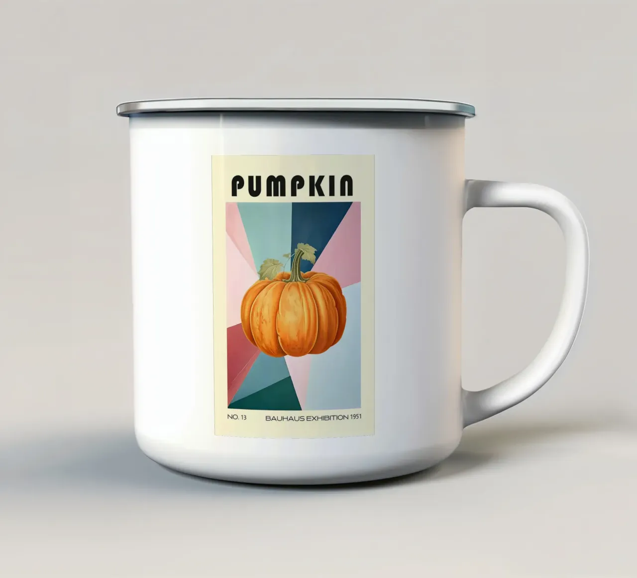 Cucina Bauhaus a forma di zucca, metà del secolo scorso tazza in smalto da kakaka