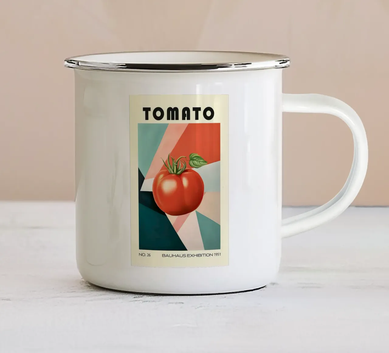 Pomodoro Bauhaus Arte in cucina tazza in smalto da kakaka