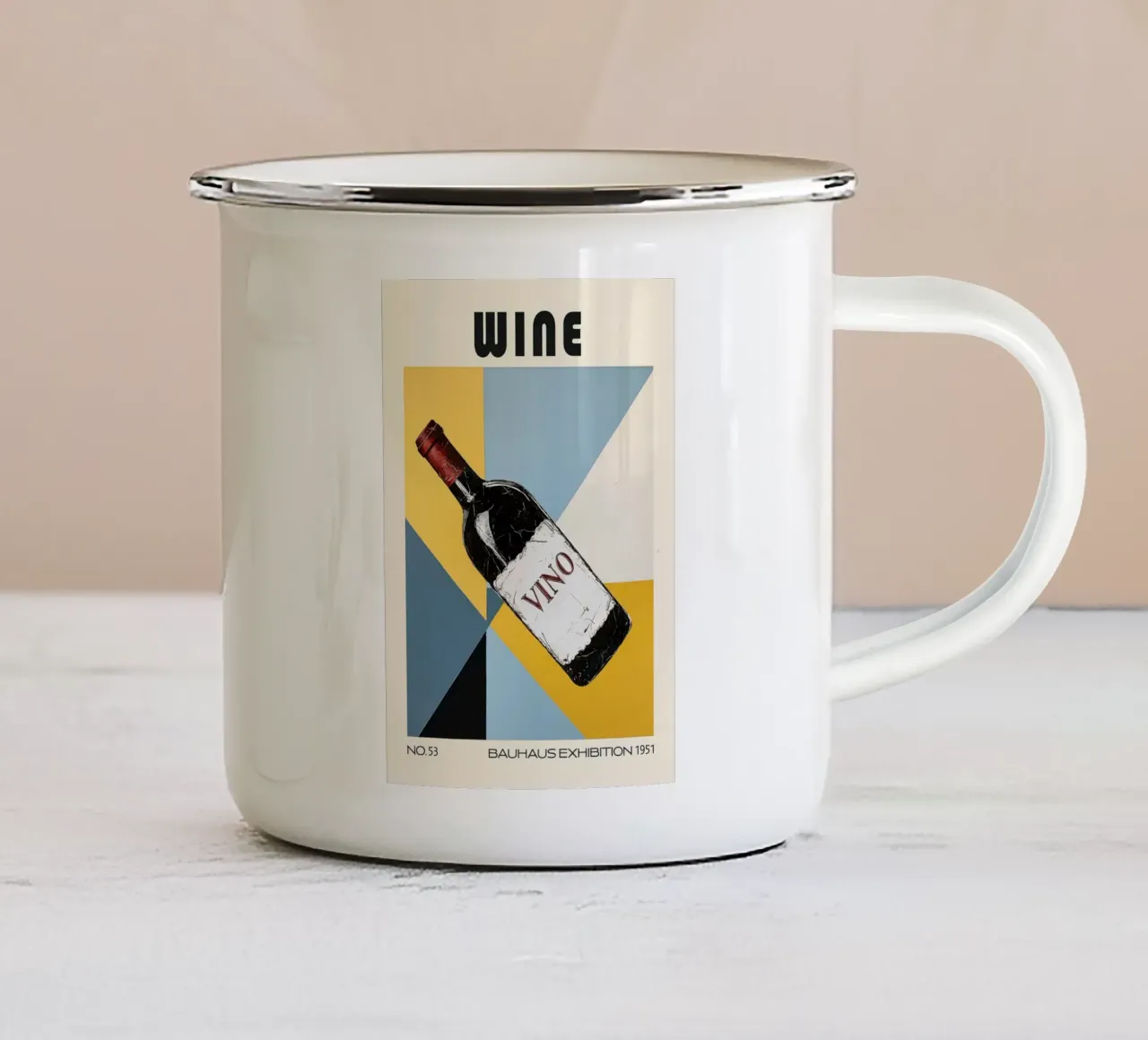 Vino Cucina Bauhaus metà secolo tazza in smalto da kakaka