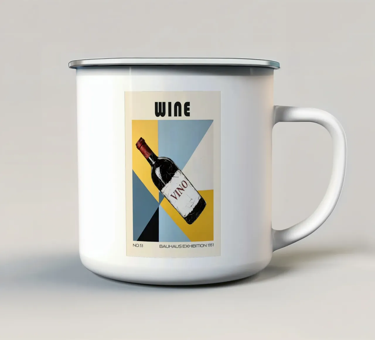 Vino Cucina Bauhaus metà secolo tazza in smalto da kakaka