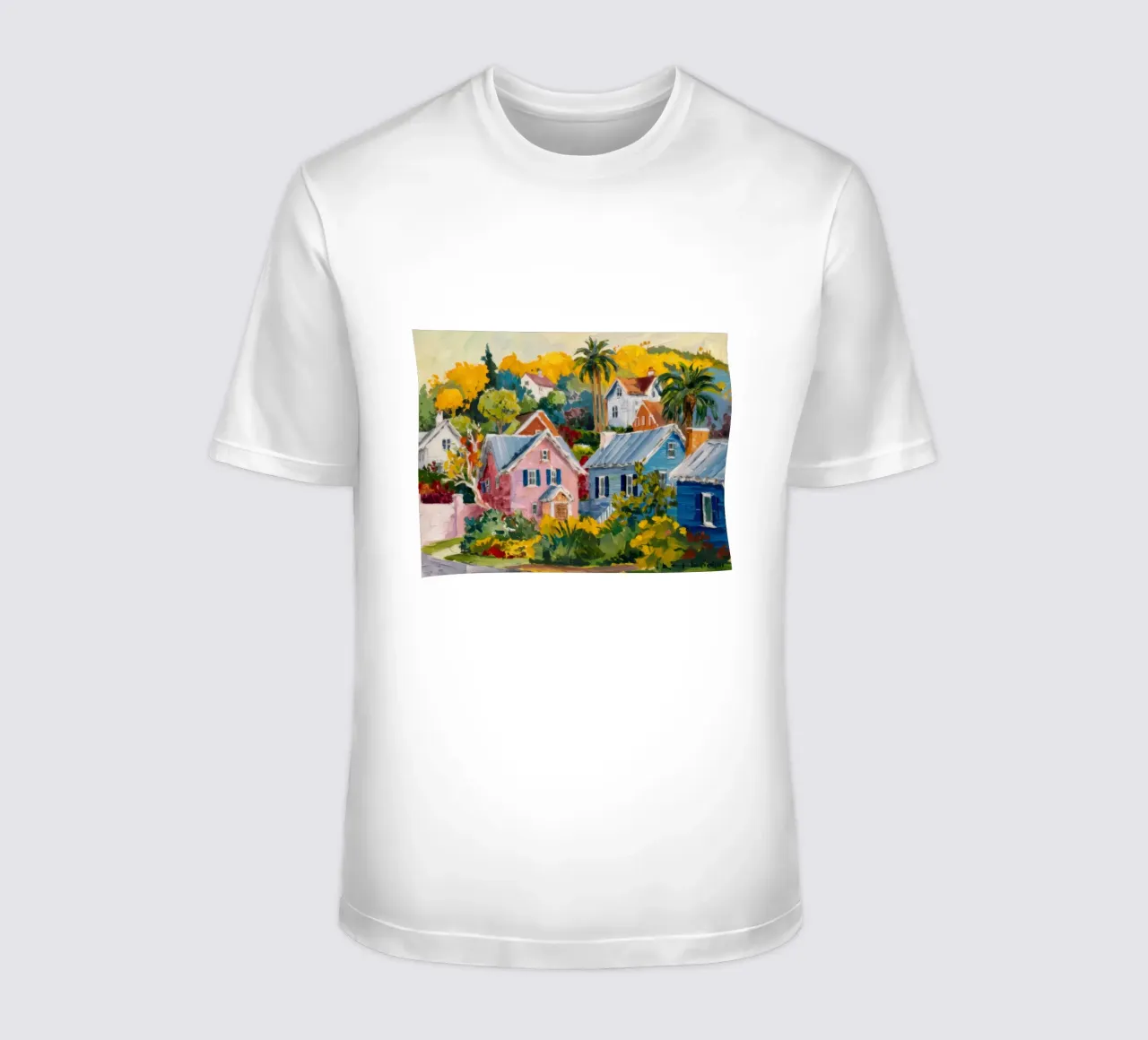 Patchwork del villaggio di Hillside t-shirt da Angkasa Mist