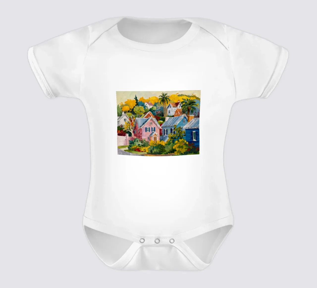 Patchwork del villaggio di Hillside body neonato maniche corte da Angkasa Mist