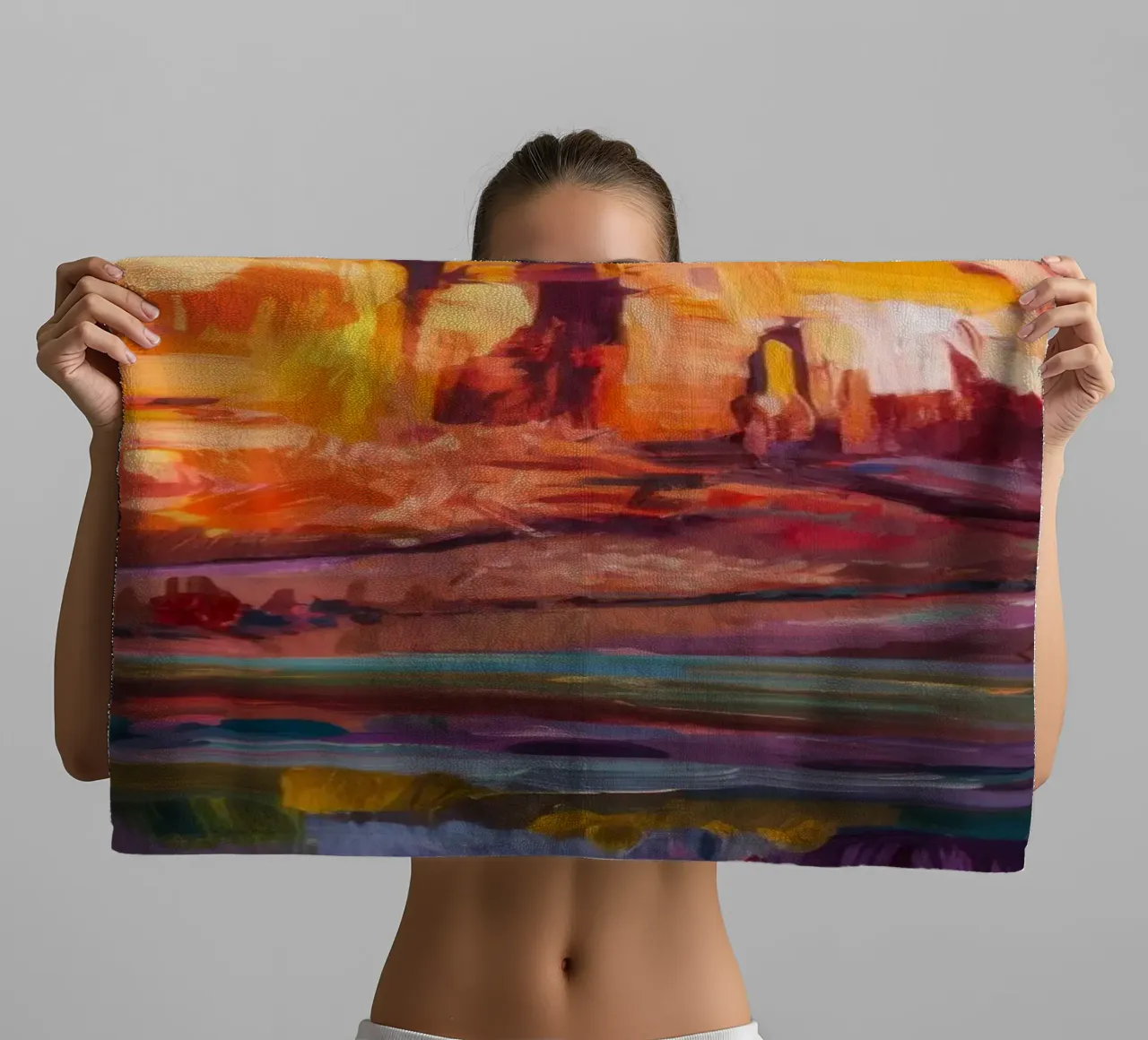 Violet Canyon schaduwen badhanddoek van Angkasa Mist