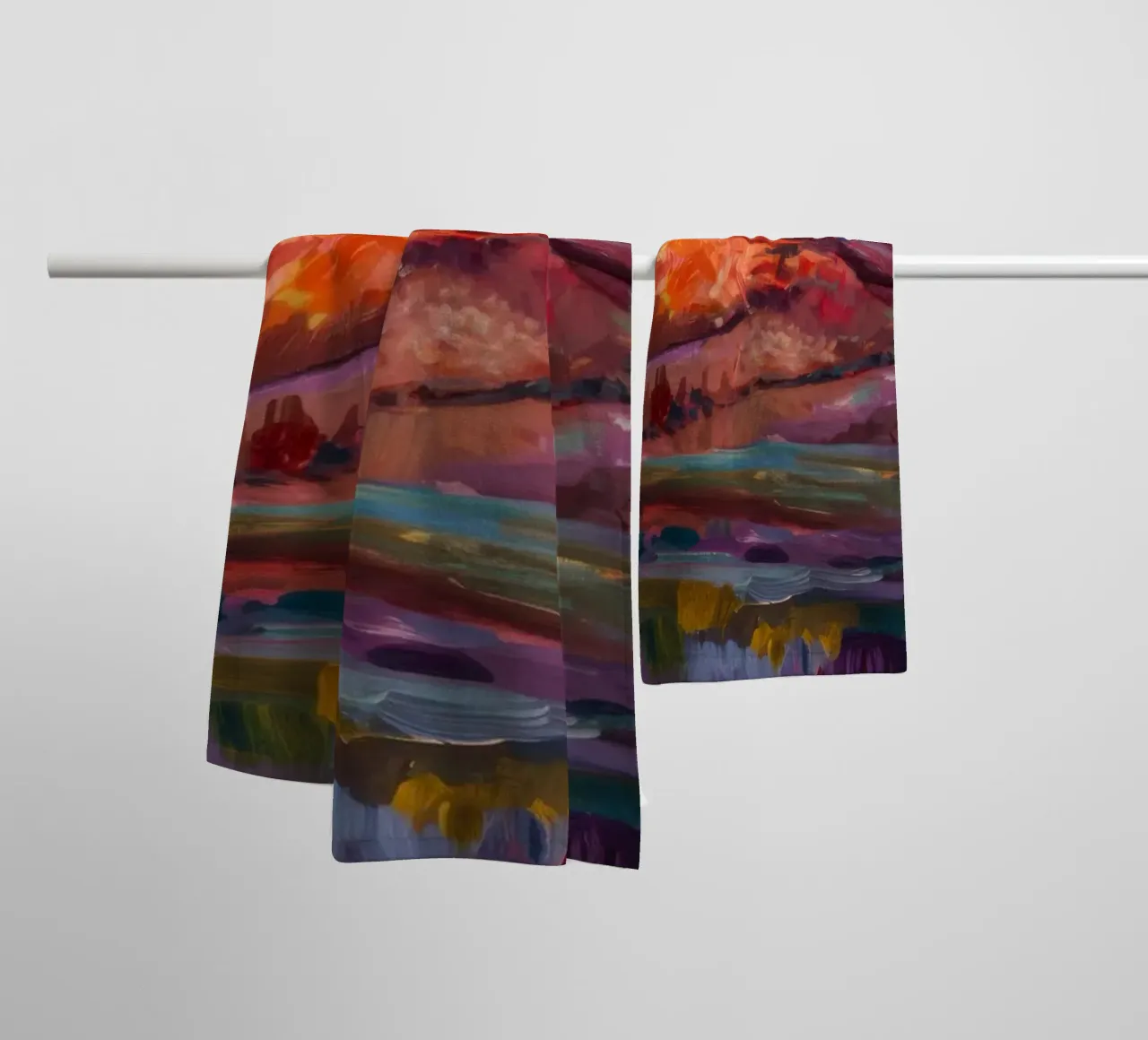 Violet Canyon schaduwen badhanddoek van Angkasa Mist