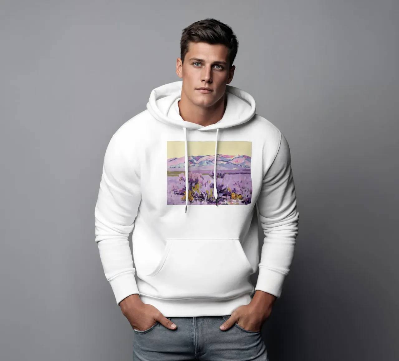 Colline di lavanda color nocciola felpa con cappuccio da Angkasa Mist