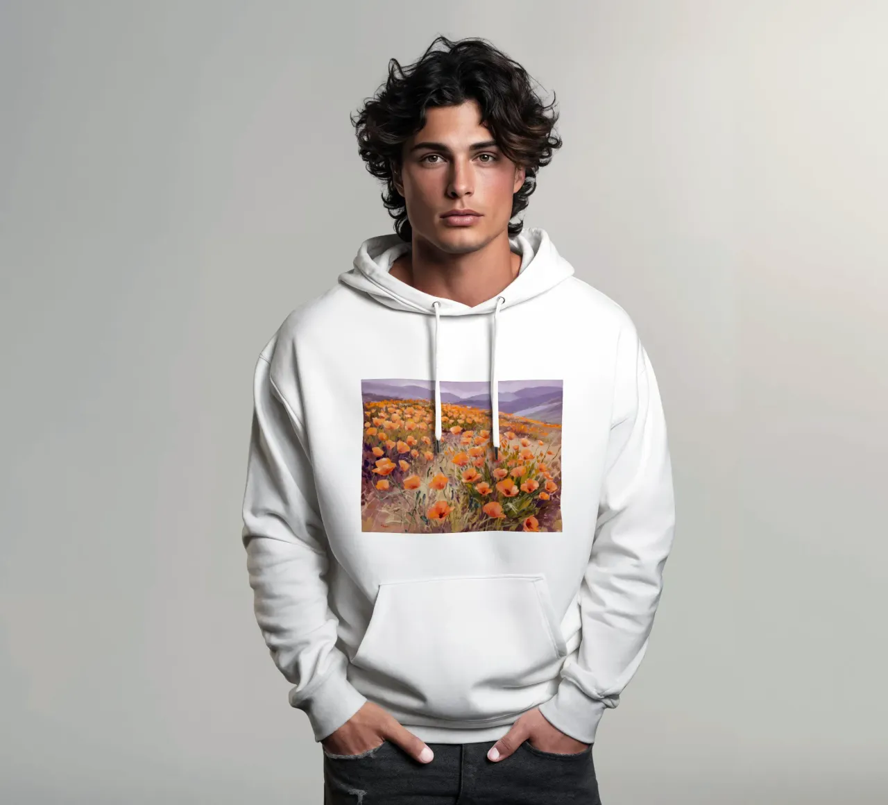 Colline del papavero d'oro felpa con cappuccio da Angkasa Mist